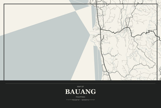 Bauang, Philippines City Map Aluminum Sign in Museum Plaque style