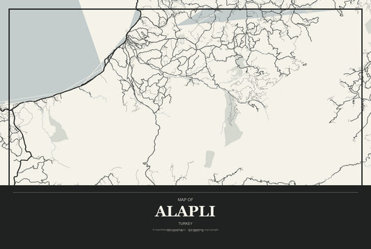 Alaplı, Turkey City Map Aluminum Sign in Museum Plaque style