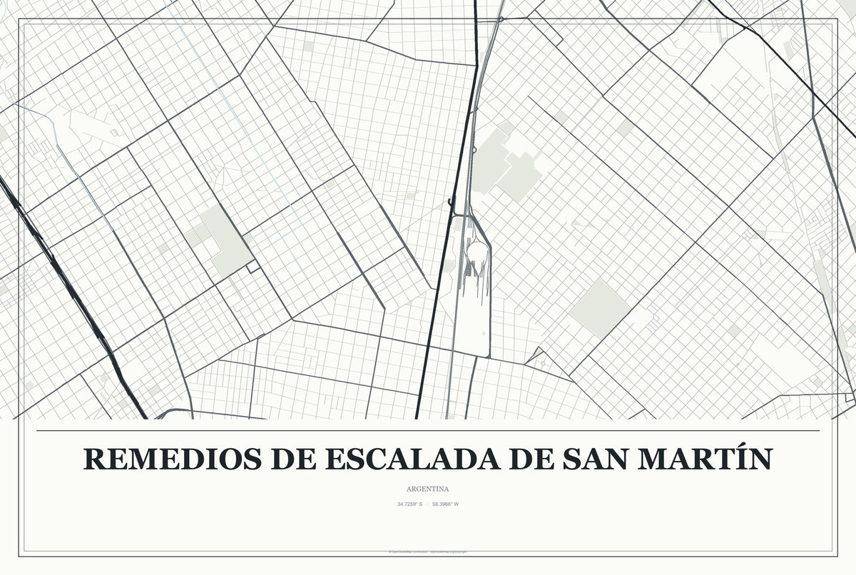 Remedios de Escalada de San Martín, Argentina City Map Aluminum Sign in Gallery Air style