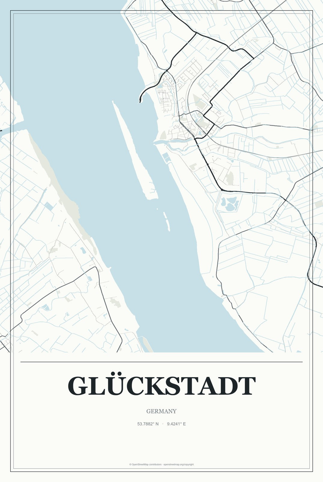 Glückstadt, Germany City Map Aluminum Sign in Gallery Air style