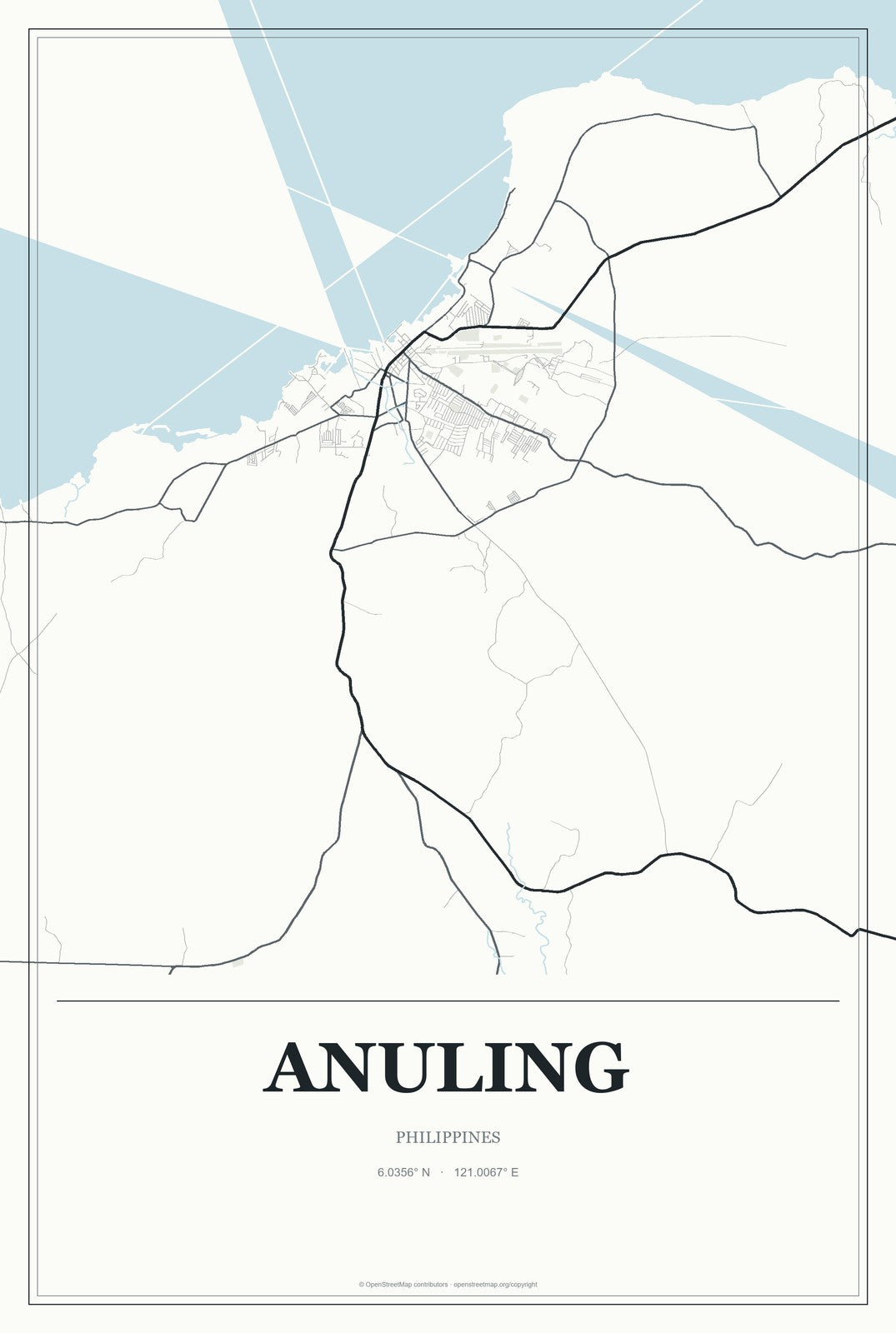 Anuling, Philippines City Map Aluminum Sign in Gallery Air style