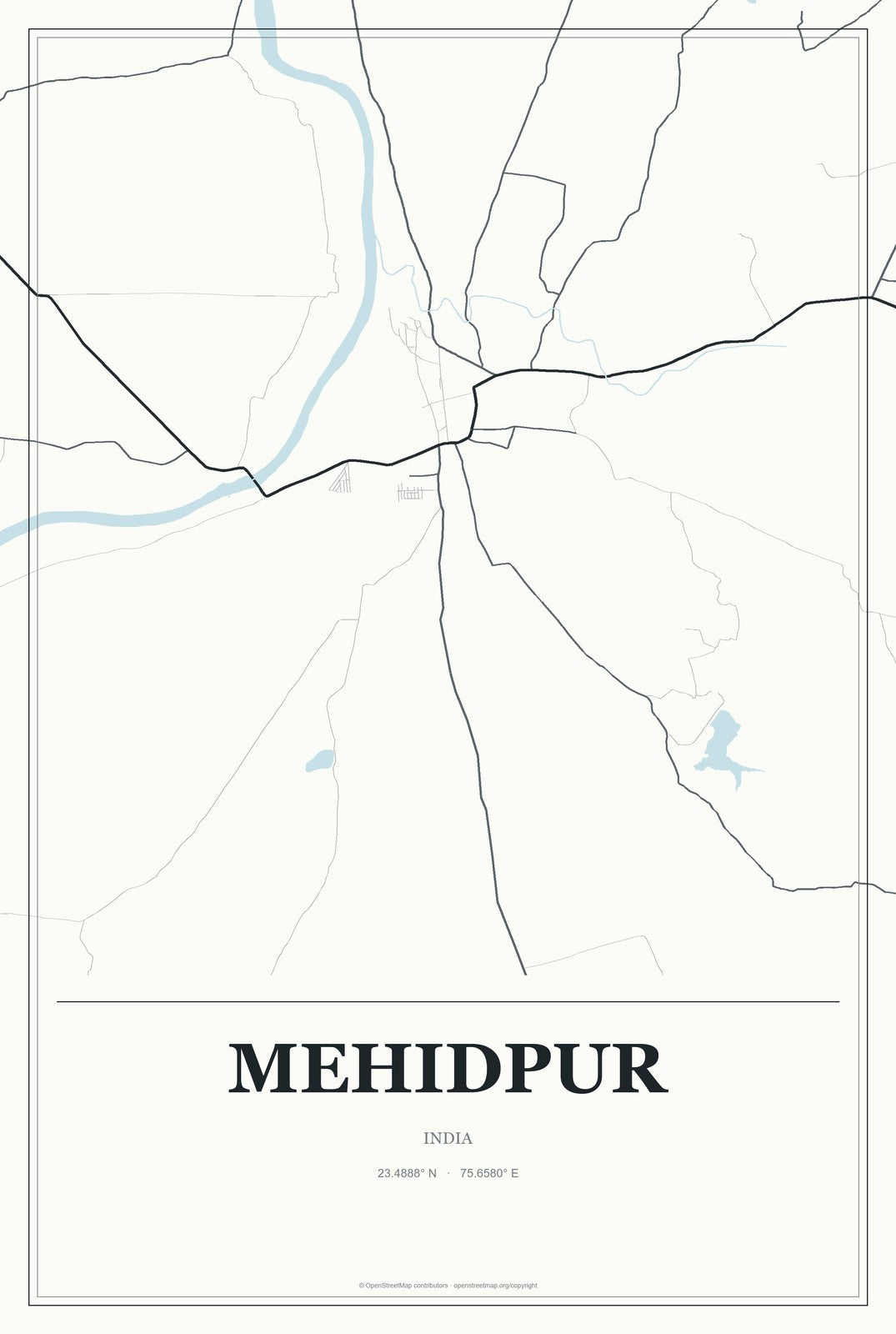 Mehidpur, India City Map Aluminum Sign in Gallery Air style