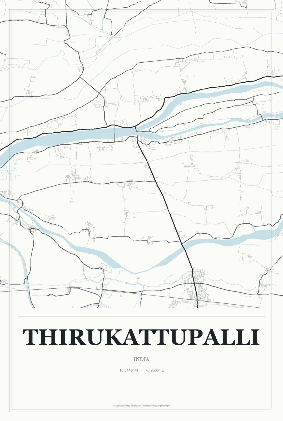 Thirukattupalli, India City Map Aluminum Sign in Gallery Air style