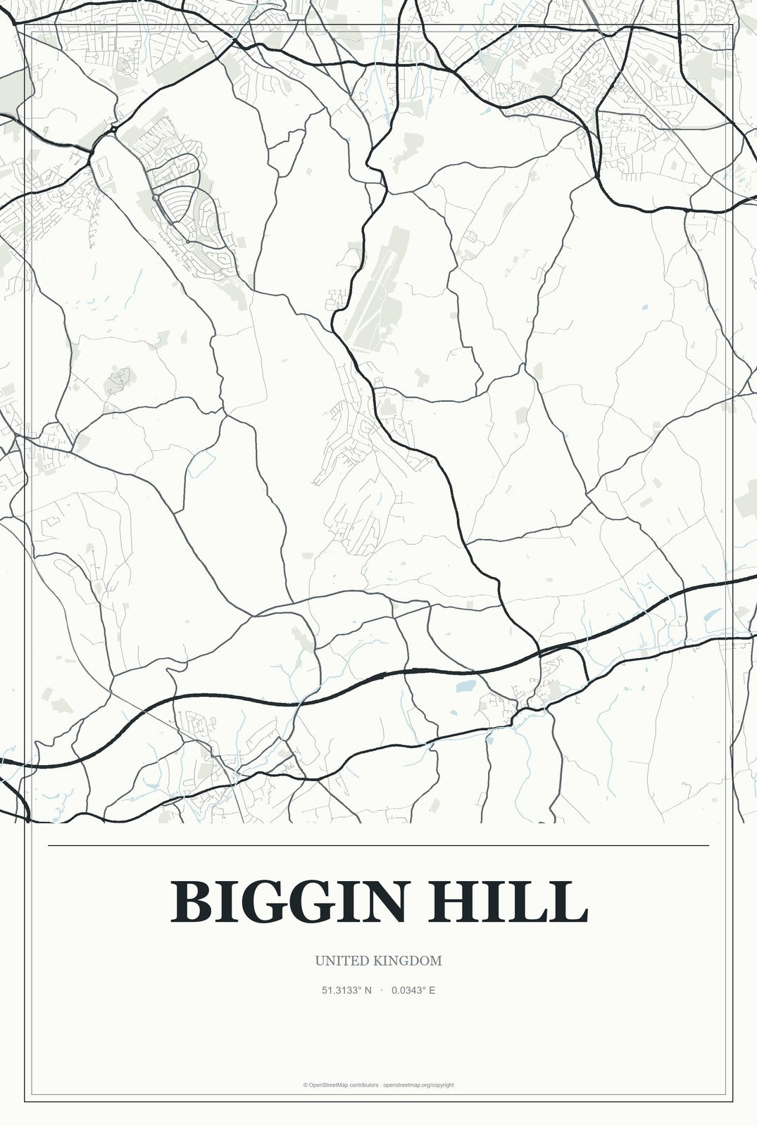 Biggin Hill, United Kingdom City Map Aluminum Sign in Gallery Air style