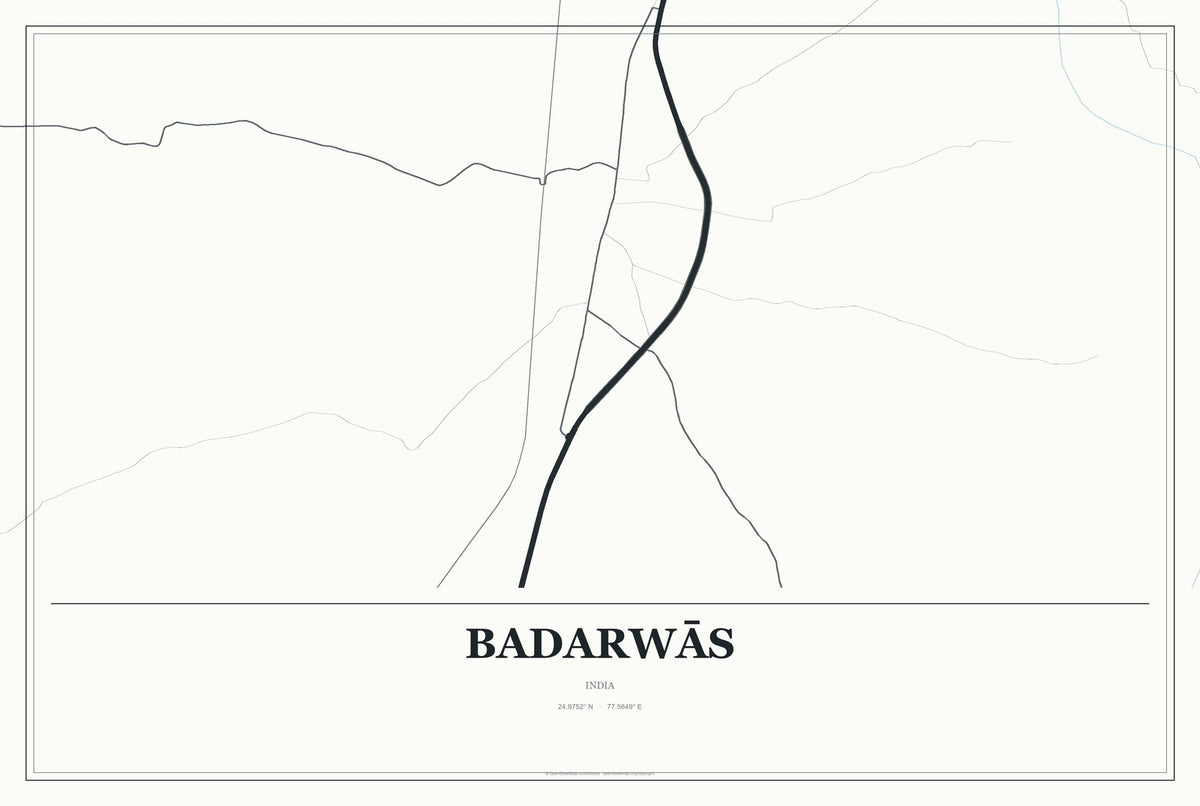 Badarwās, India City Map Aluminum Sign in Gallery Air style