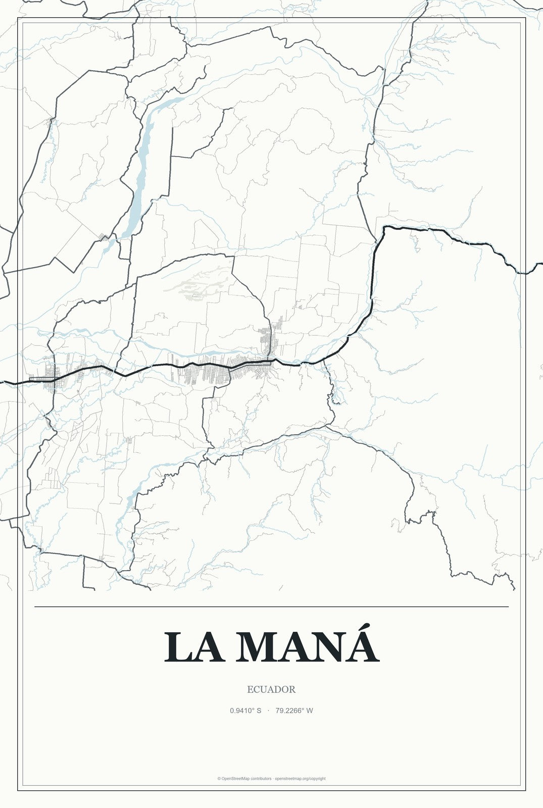 La Maná, Ecuador City Map Aluminum Sign in Gallery Air style