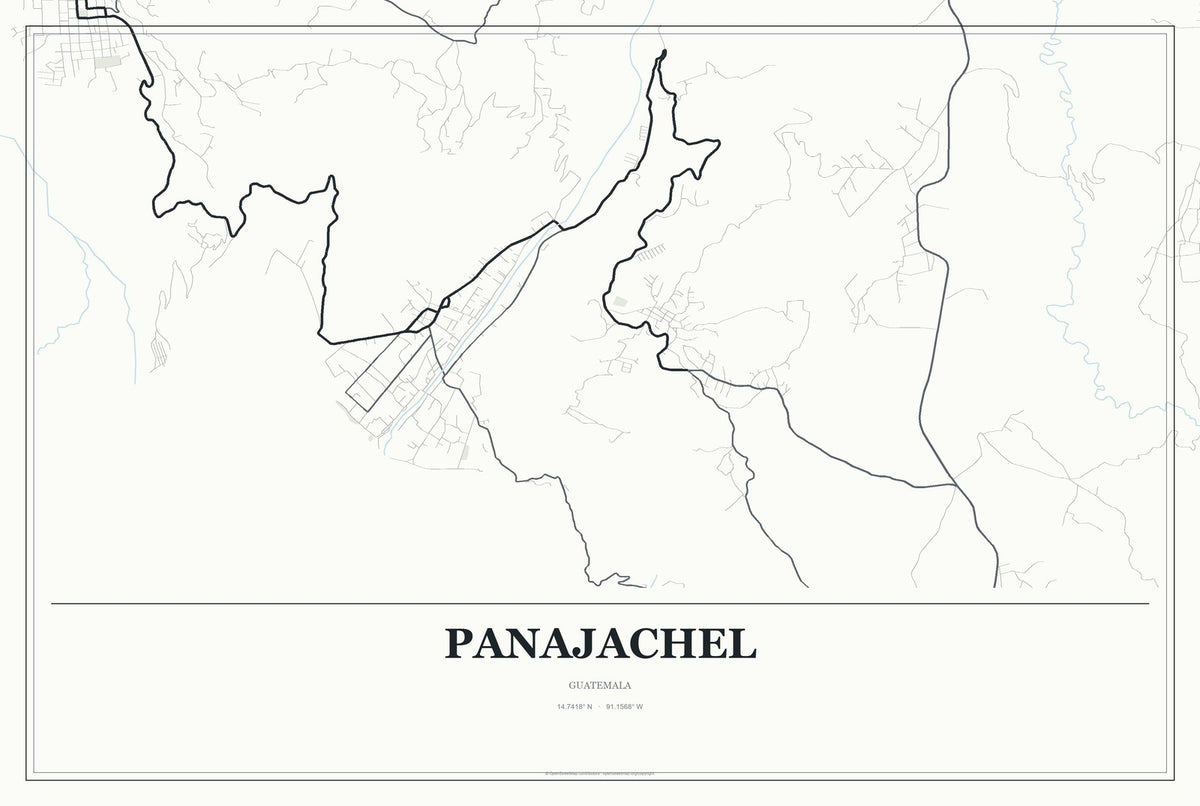 Panajachel, Guatemala City Map Aluminum Sign in Gallery Air style