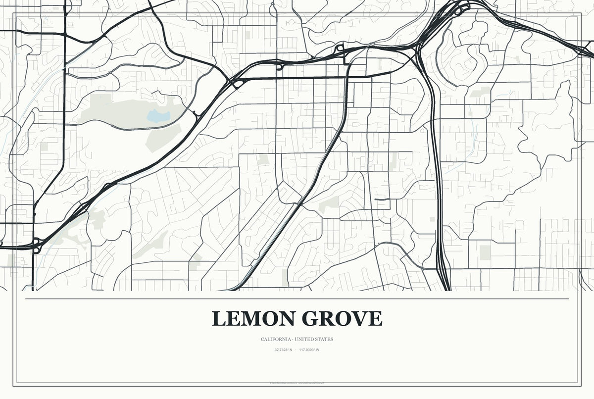 Lemon Grove, California City Map Aluminum Sign in Gallery Air style