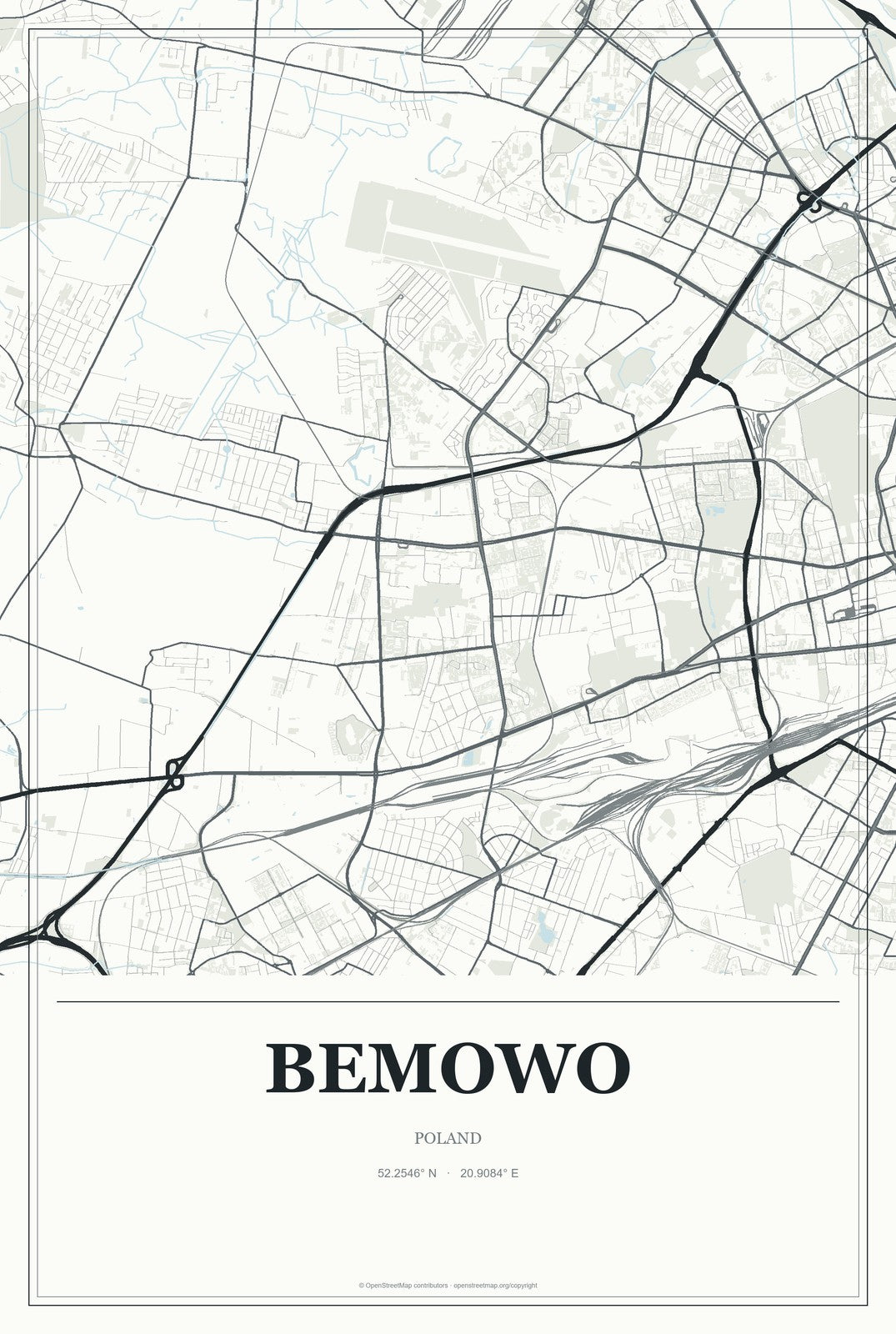 Bemowo, Poland City Map Aluminum Sign in Gallery Air style