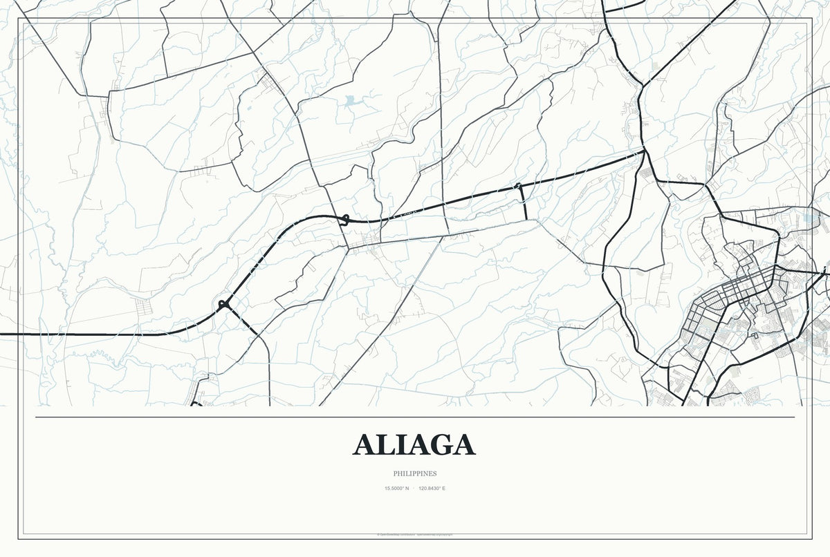 Aliaga, Philippines City Map Aluminum Sign in Gallery Air style