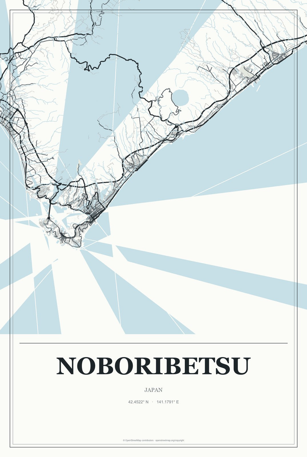 Noboribetsu, Japan City Map Aluminum Sign in Gallery Air style