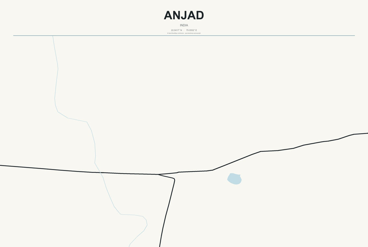 Anjad, India City Map Aluminum Sign in Headline Atlas style