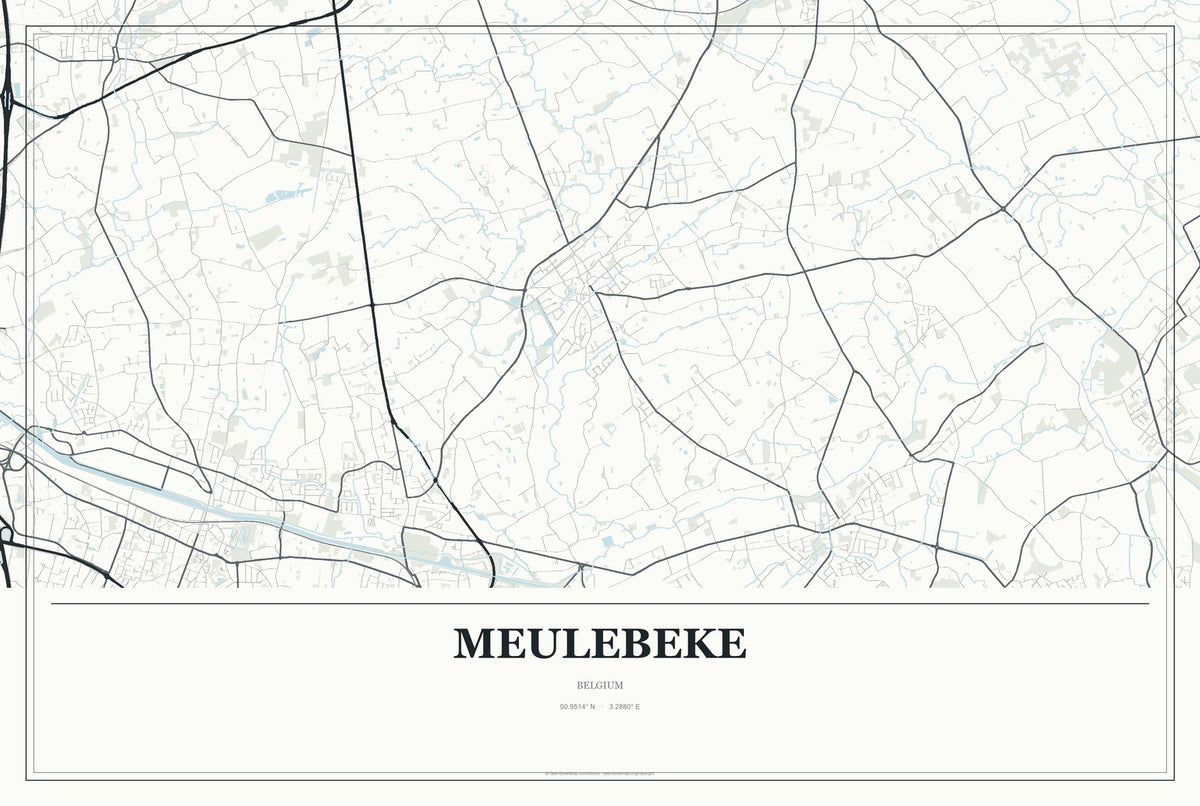 Meulebeke, Belgium City Map Aluminum Sign in Gallery Air style