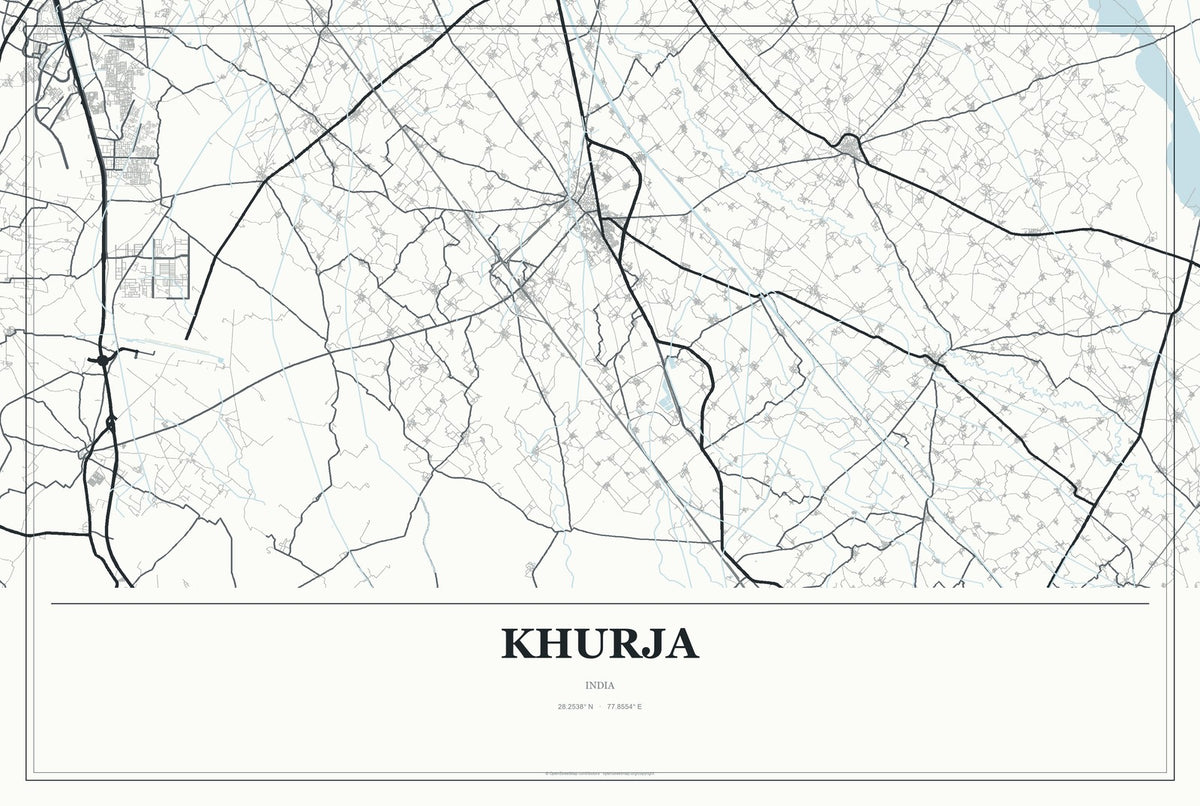 Khurja, India City Map Aluminum Sign in Gallery Air style