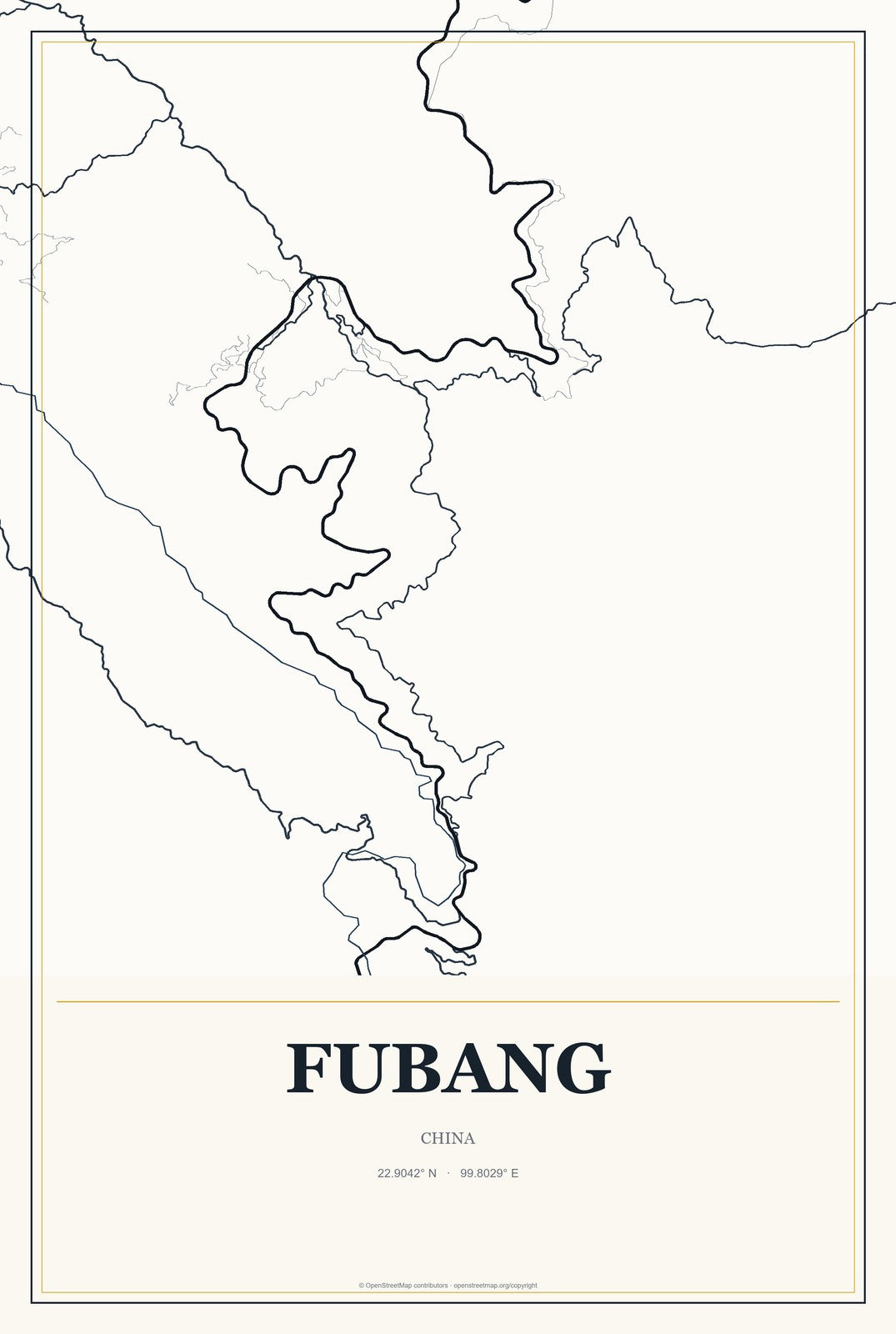 Fubang, China City Map Aluminum Sign in Citrine Modern style