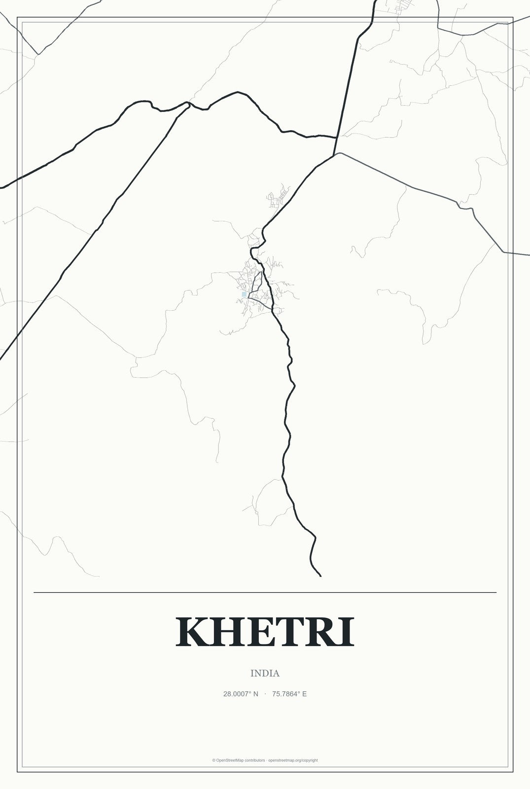 Khetri, India City Map Aluminum Sign in Gallery Air style