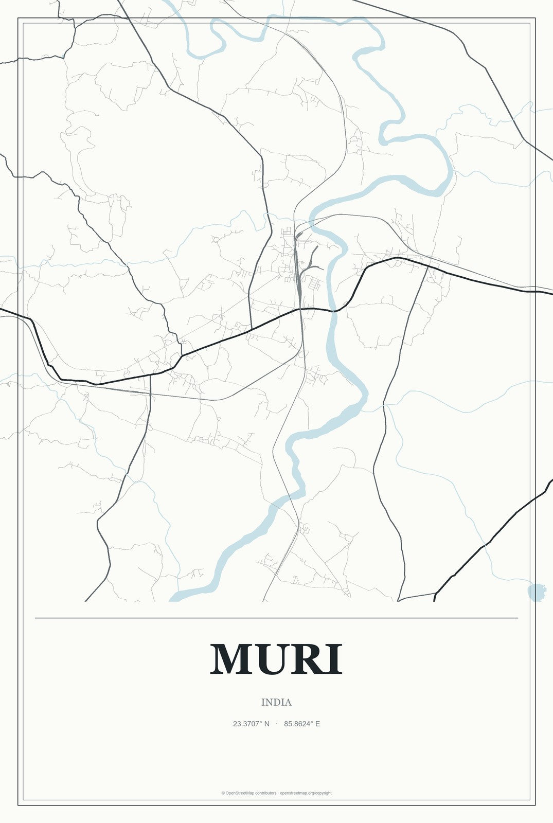Muri, India City Map Aluminum Sign in Gallery Air style