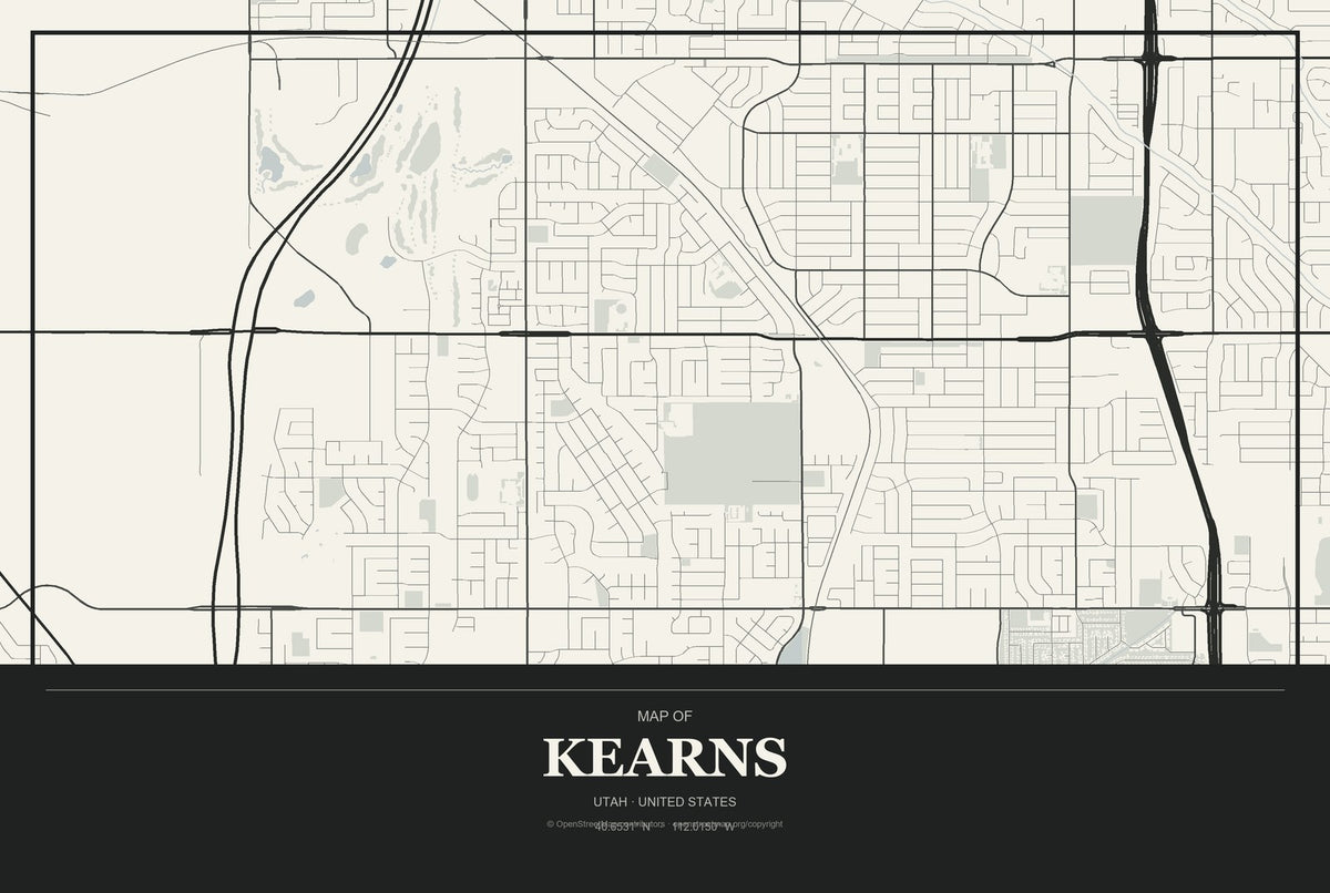 Kearns, Utah City Map Aluminum Sign in Museum Plaque style