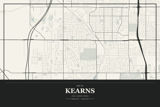 Kearns, Utah City Map Aluminum Sign in Museum Plaque style