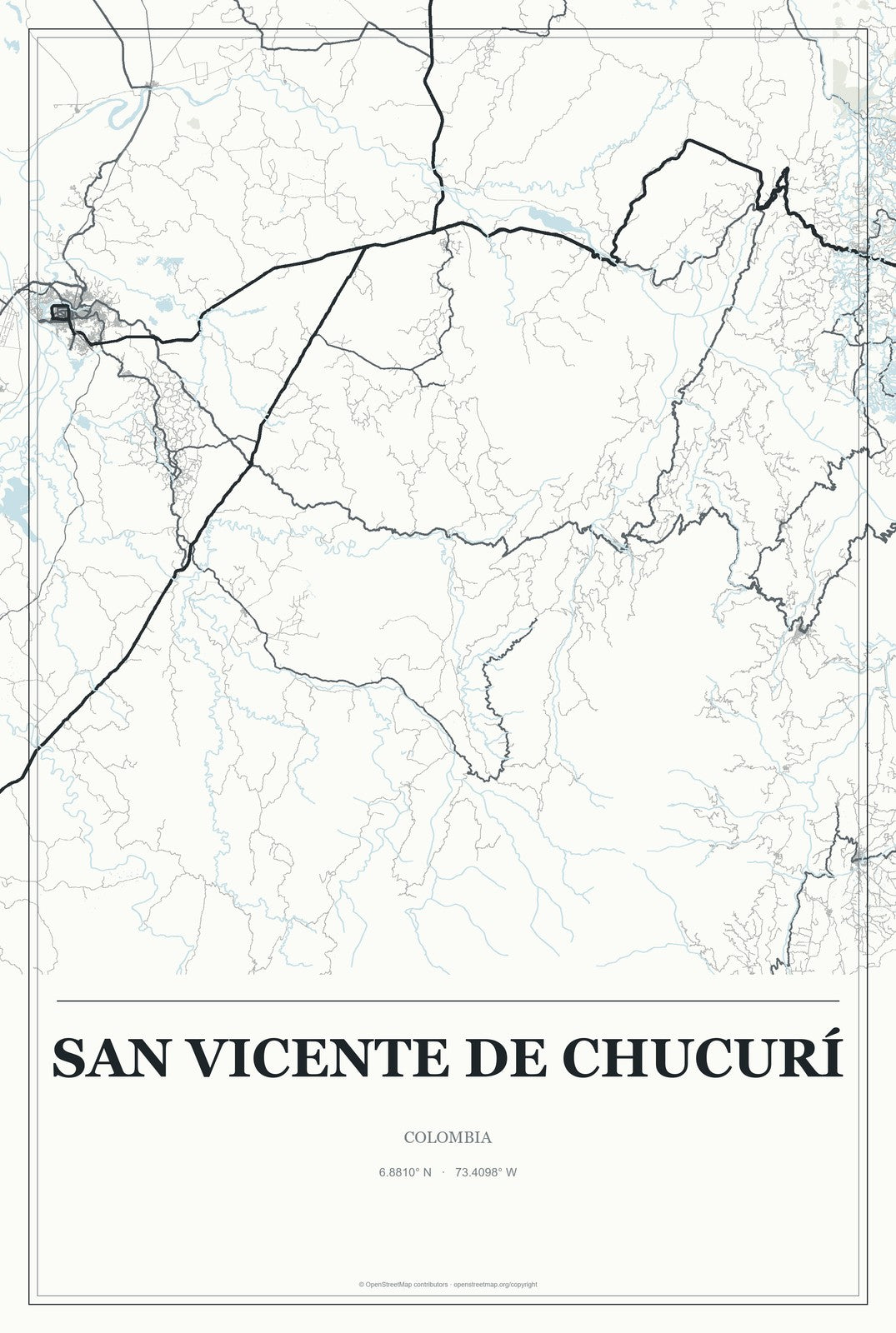 San Vicente de Chucurí, Colombia City Map Aluminum Sign in Gallery Air style