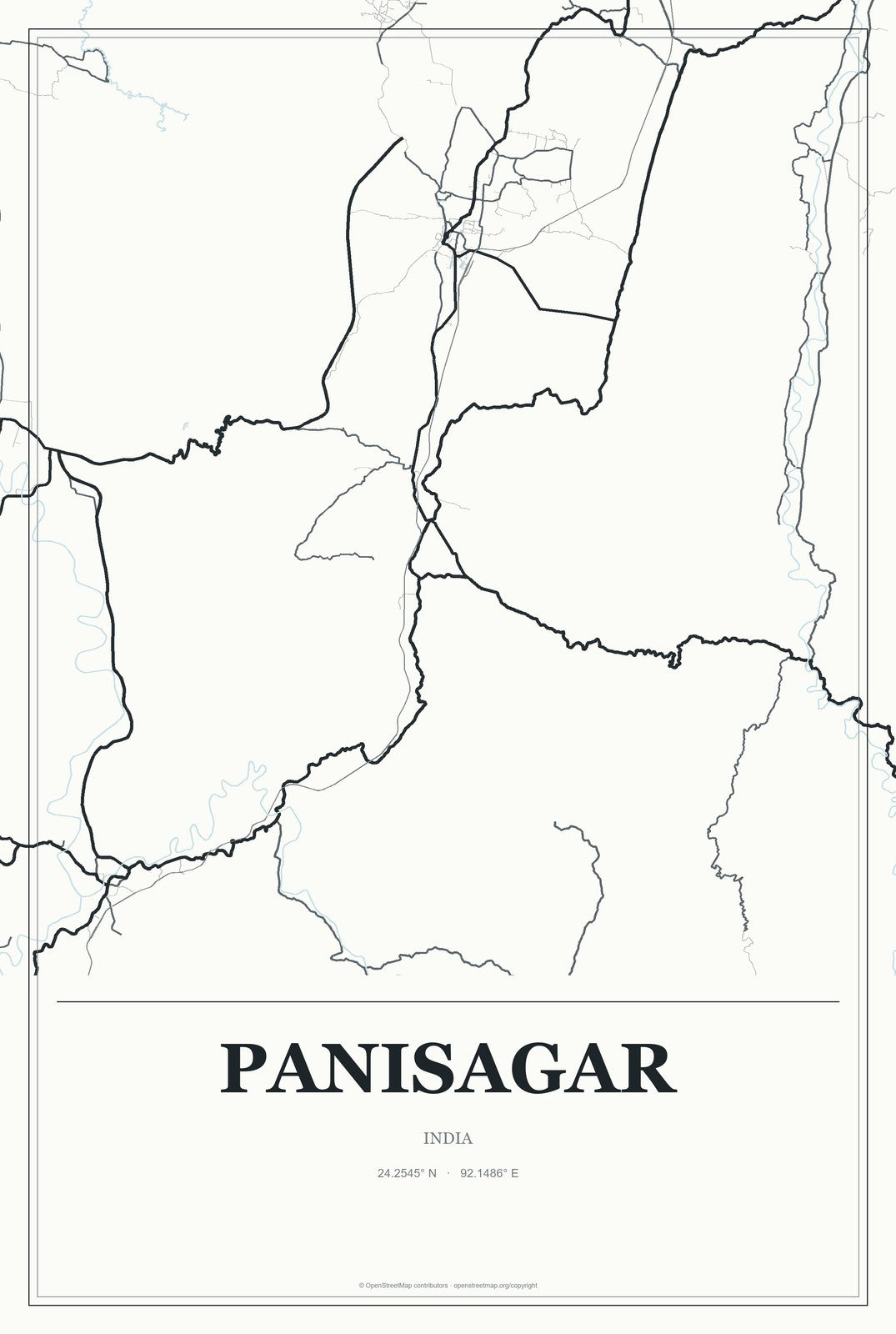 Panisagar, India City Map Aluminum Sign in Gallery Air style