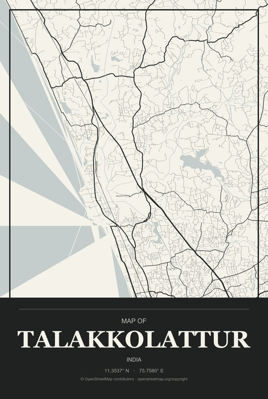 Talakkolattur, India City Map Aluminum Sign in Museum Plaque style