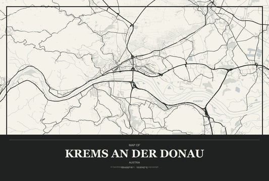 Krems an der Donau, Austria City Map Aluminum Sign in Museum Plaque style