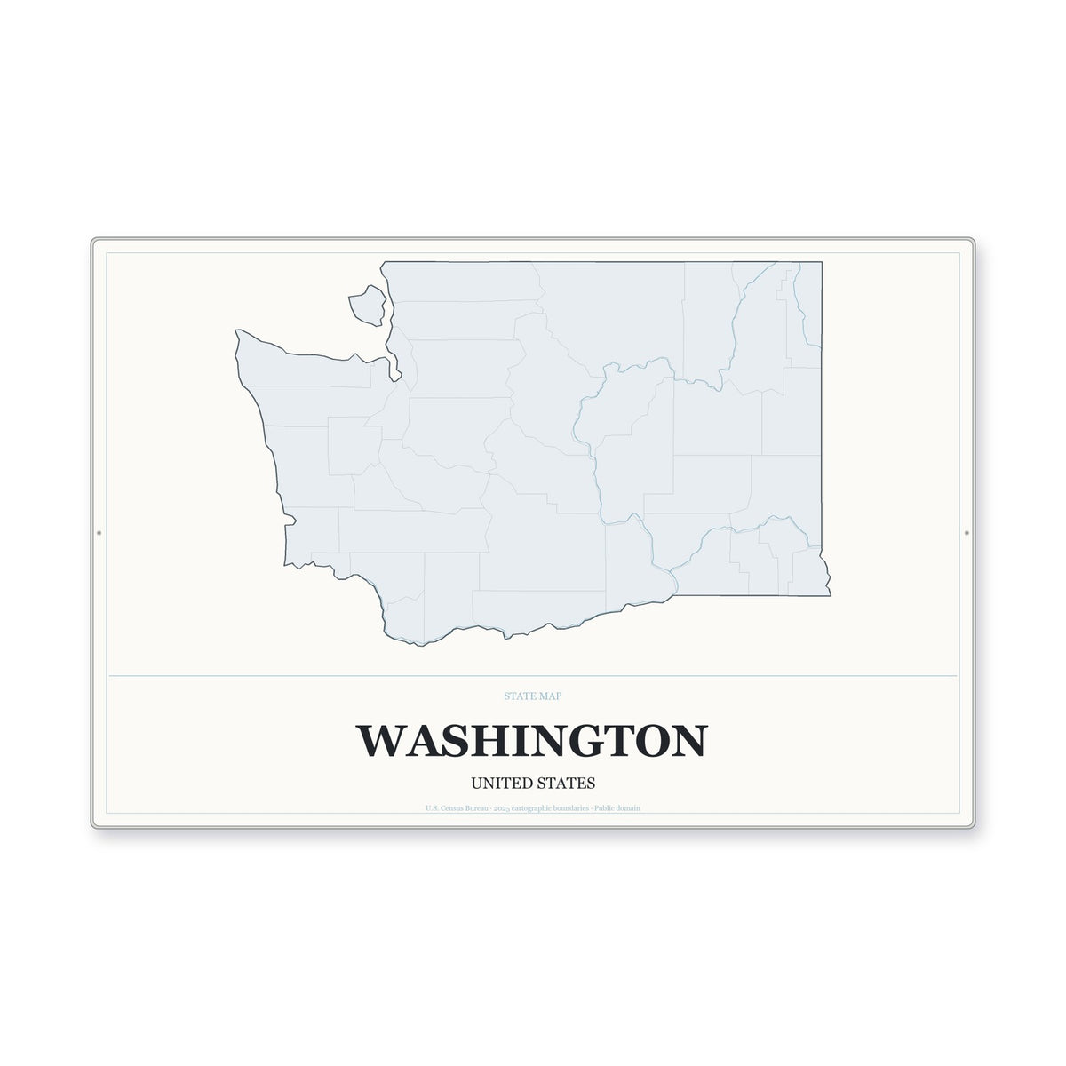 Washington state map aluminum sign in Gallery Air style