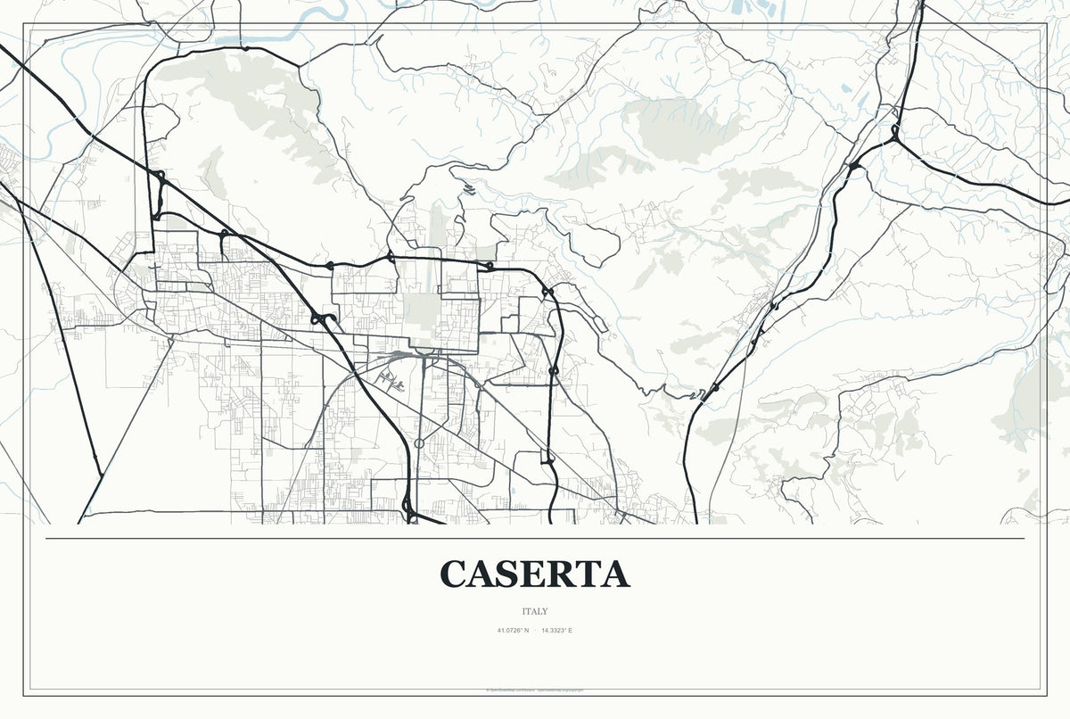 Caserta, Italy City Map Aluminum Sign in Gallery Air style