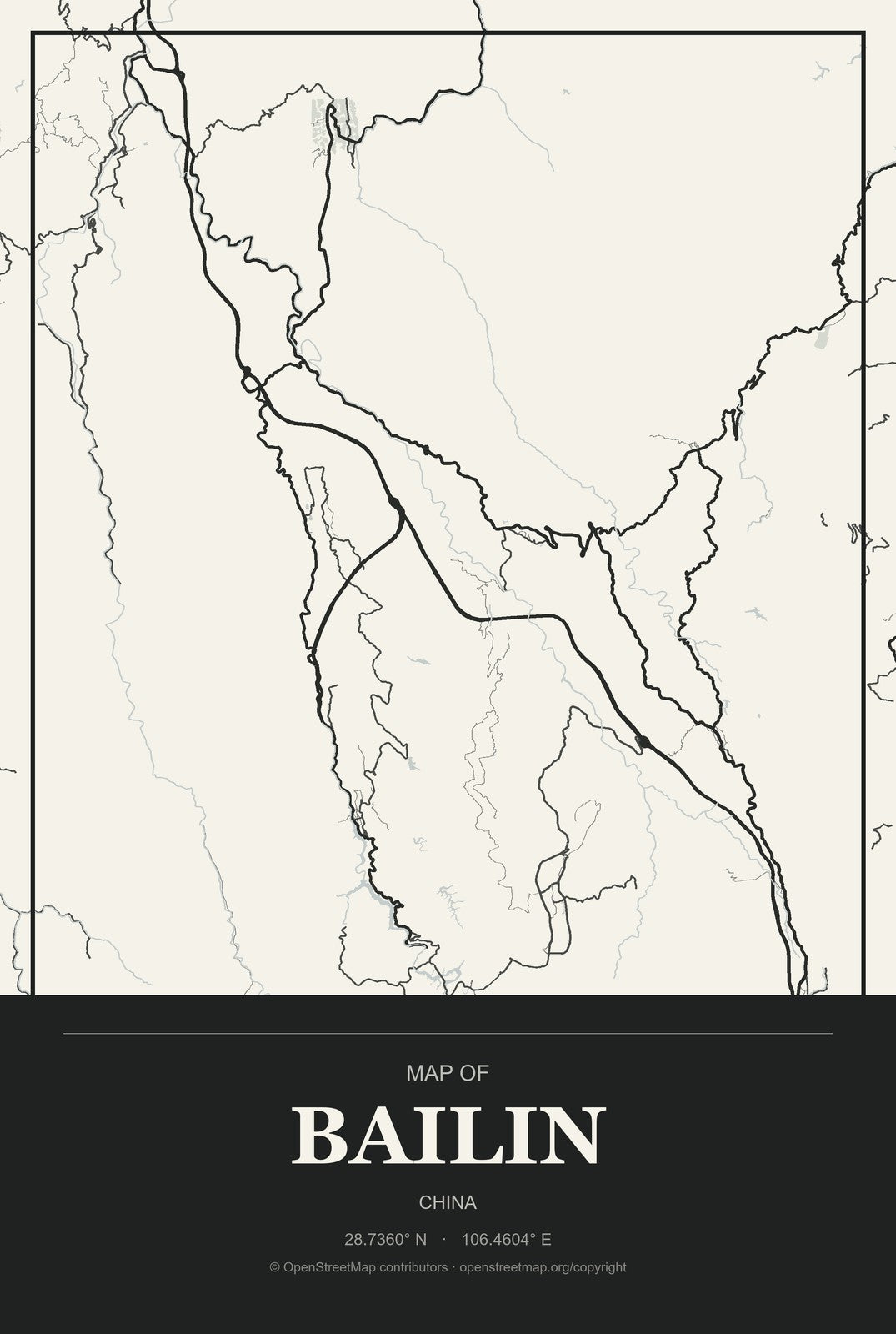 Bailin, Gansu, China City Map Aluminum Sign in Museum Plaque style