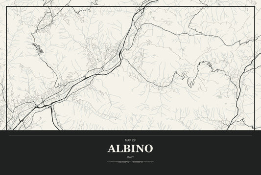 Albino, Italy City Map Aluminum Sign in Museum Plaque style