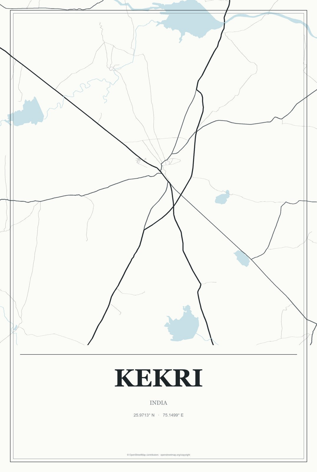 Kekri, India City Map Aluminum Sign in Gallery Air style