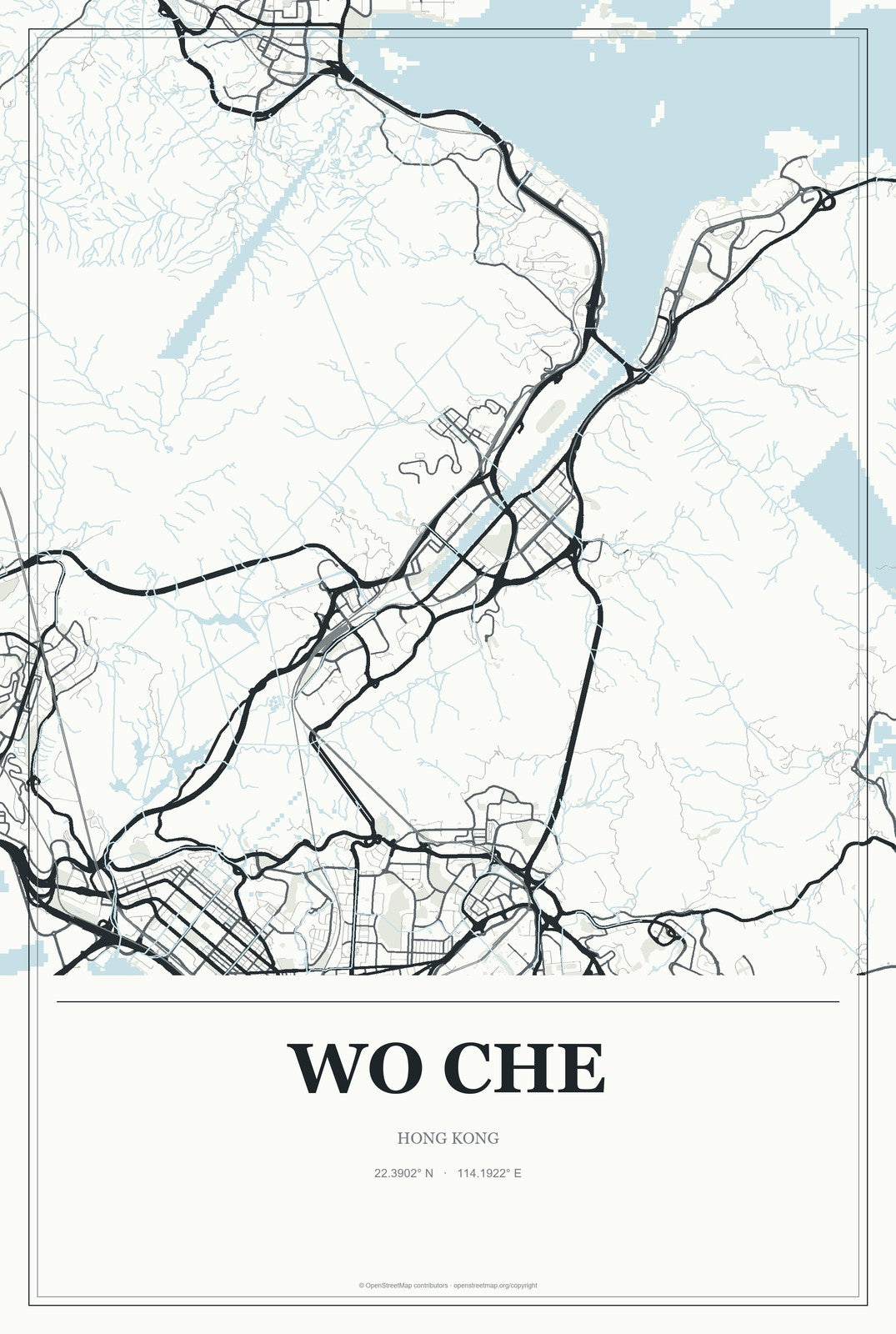 Wo Che, Hong Kong City Map Aluminum Sign in Gallery Air style