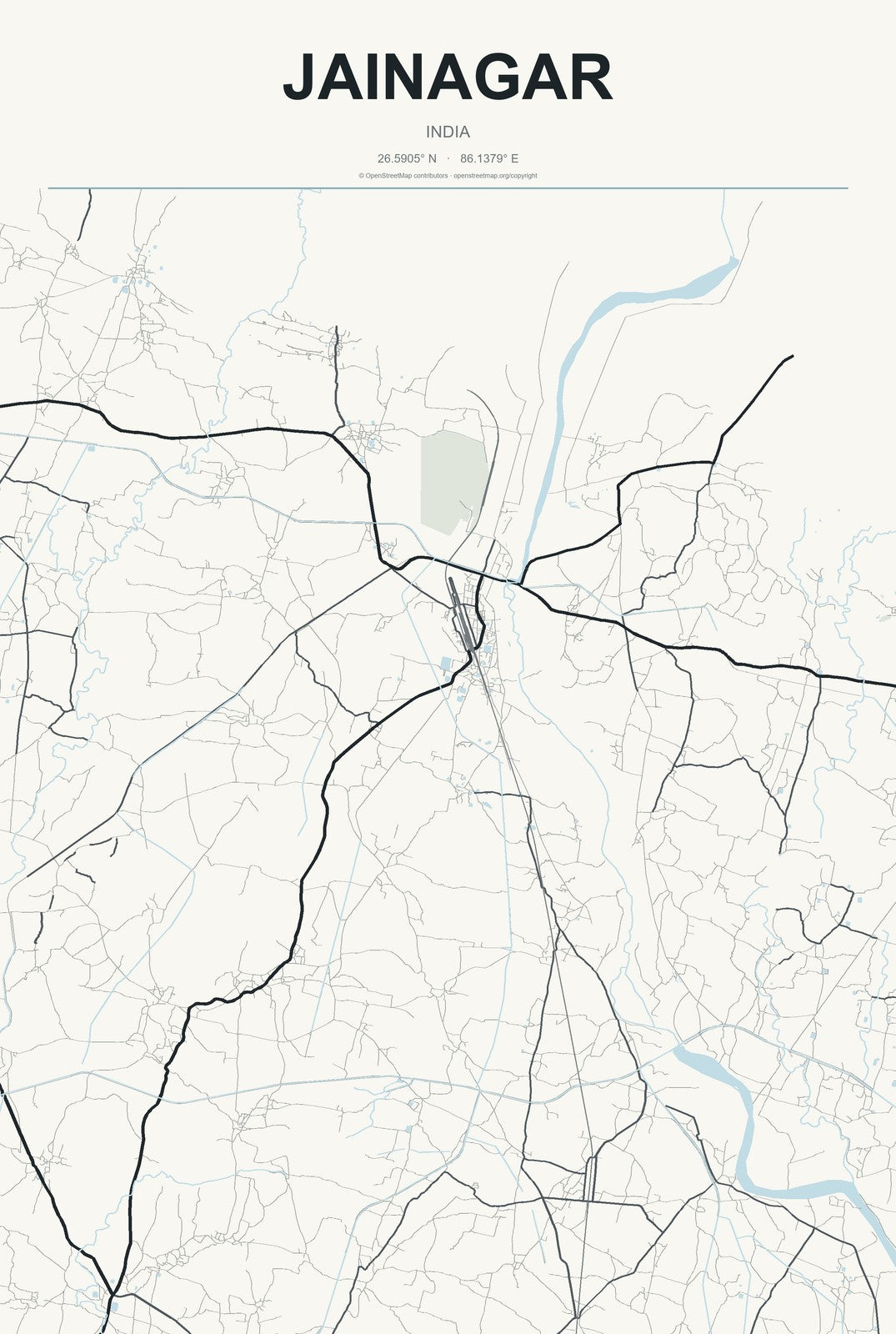 Jainagar, India City Map Aluminum Sign in Headline Atlas style