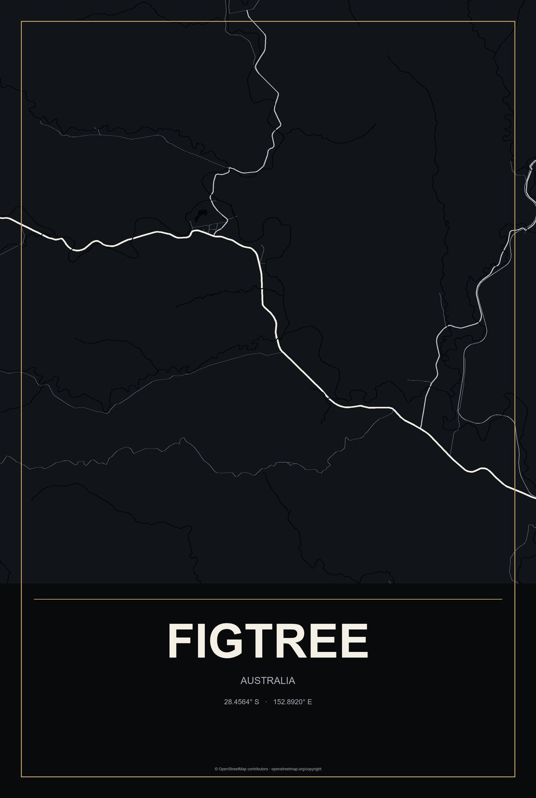 Figtree, Australia City Map Aluminum Sign in Metropolitan Noir style