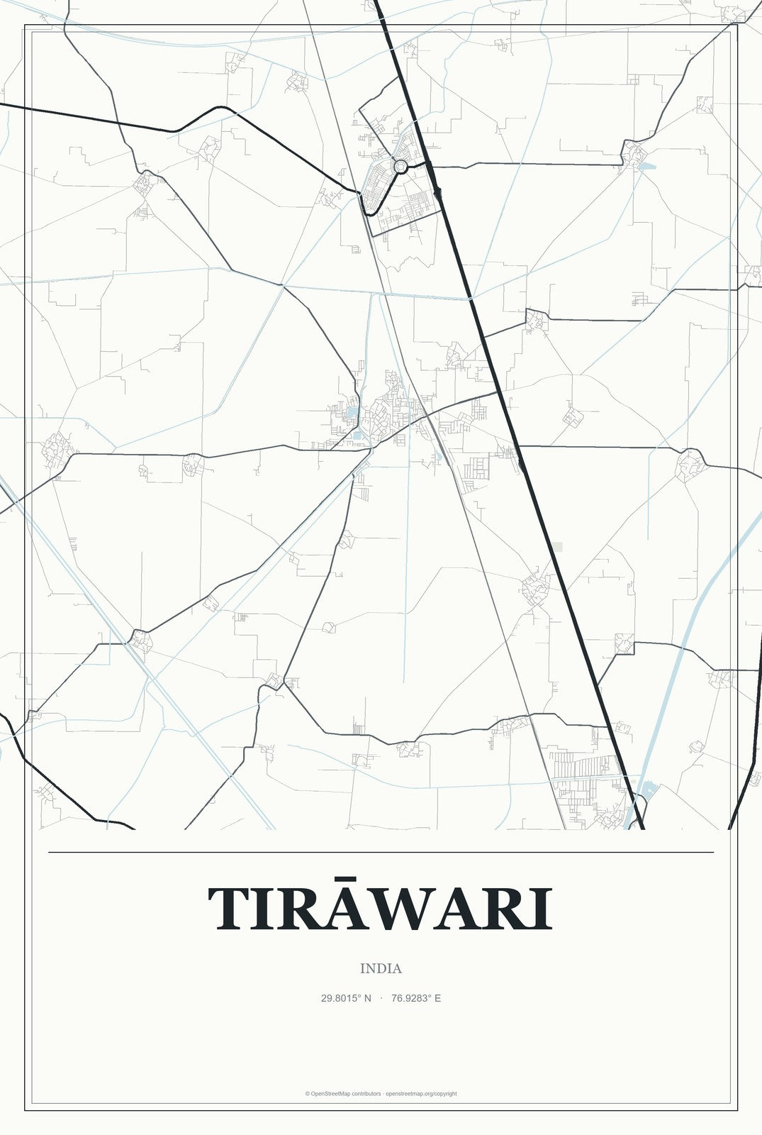 Tirāwari, India City Map Aluminum Sign in Gallery Air style