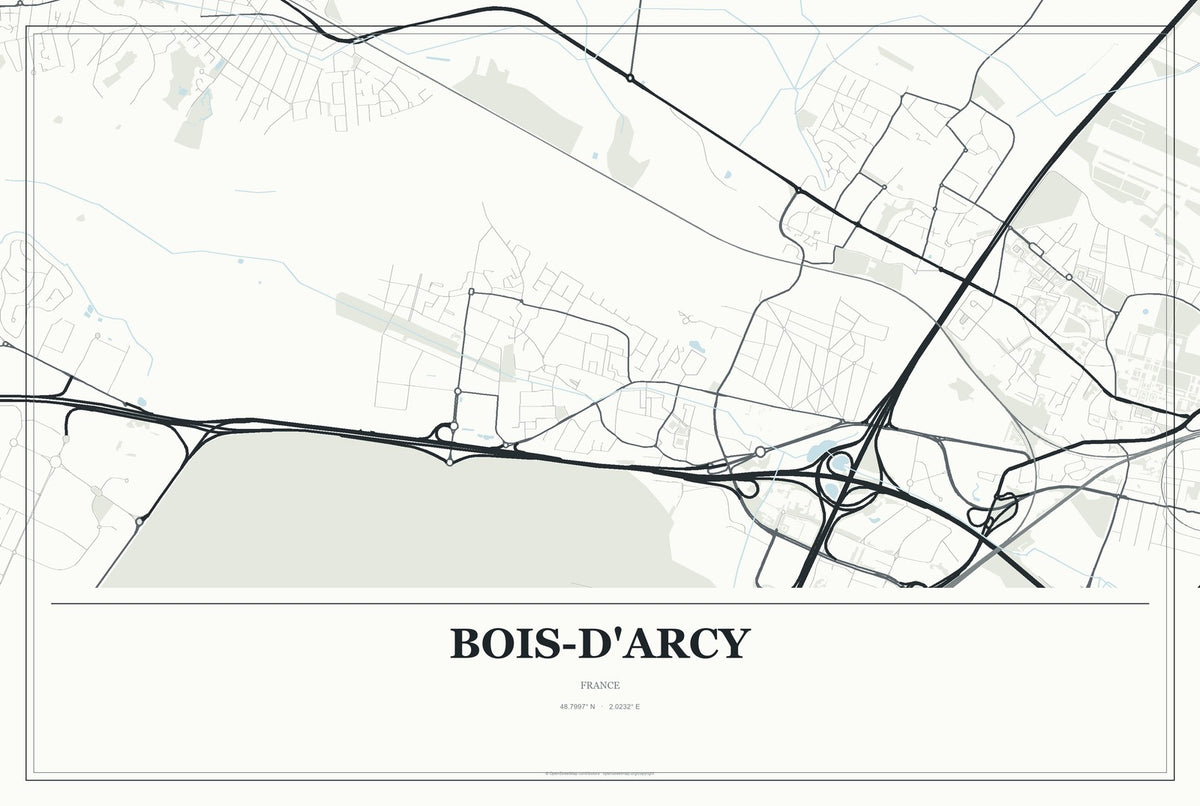 Bois-d'Arcy, France City Map Aluminum Sign in Gallery Air style