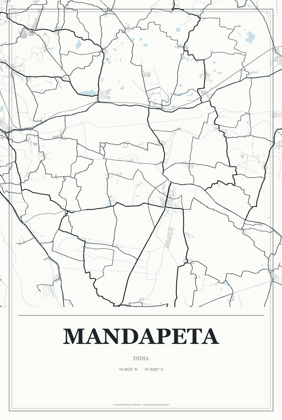 Mandapeta, India City Map Aluminum Sign in Gallery Air style