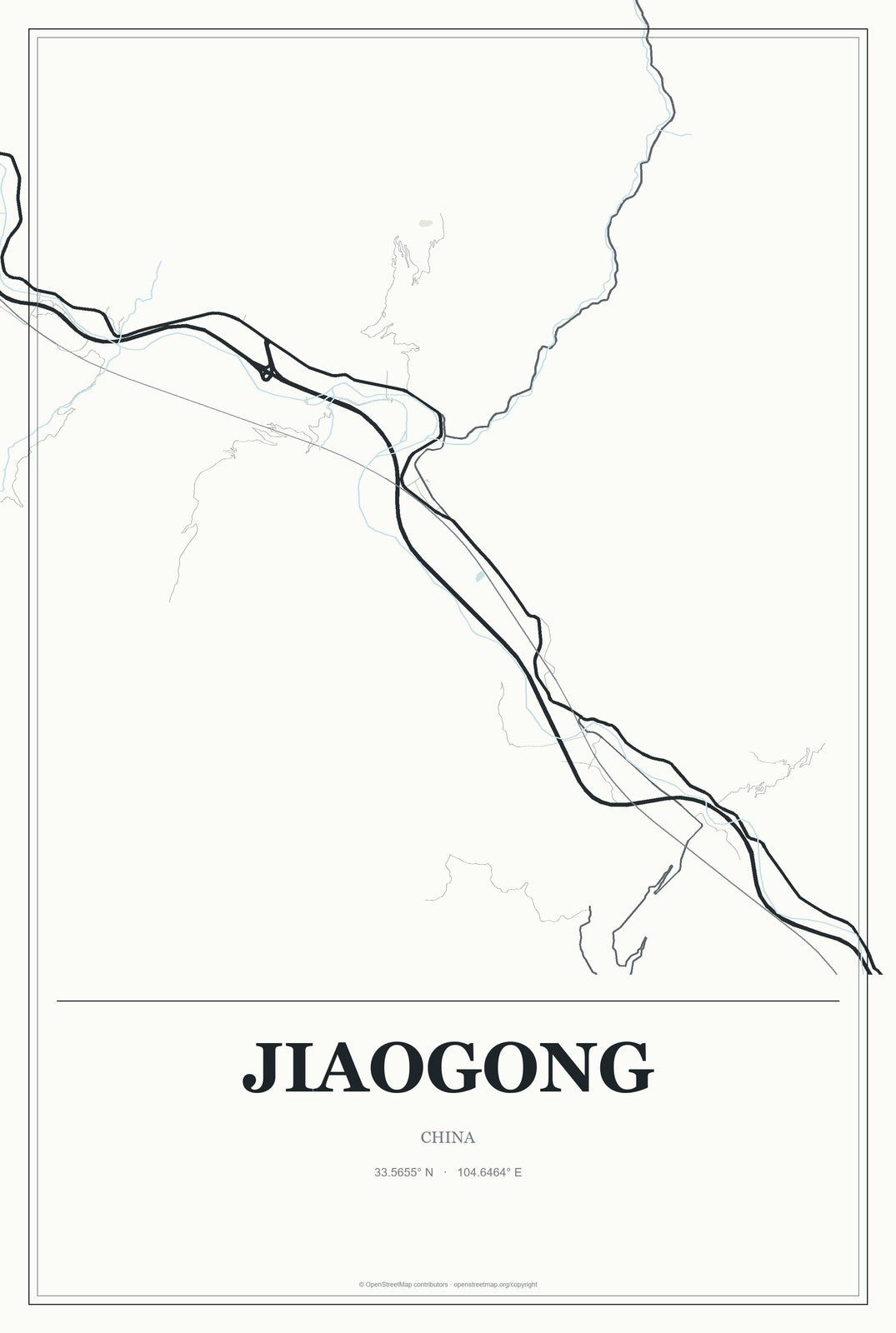 Jiaogong, China City Map Aluminum Sign in Gallery Air style