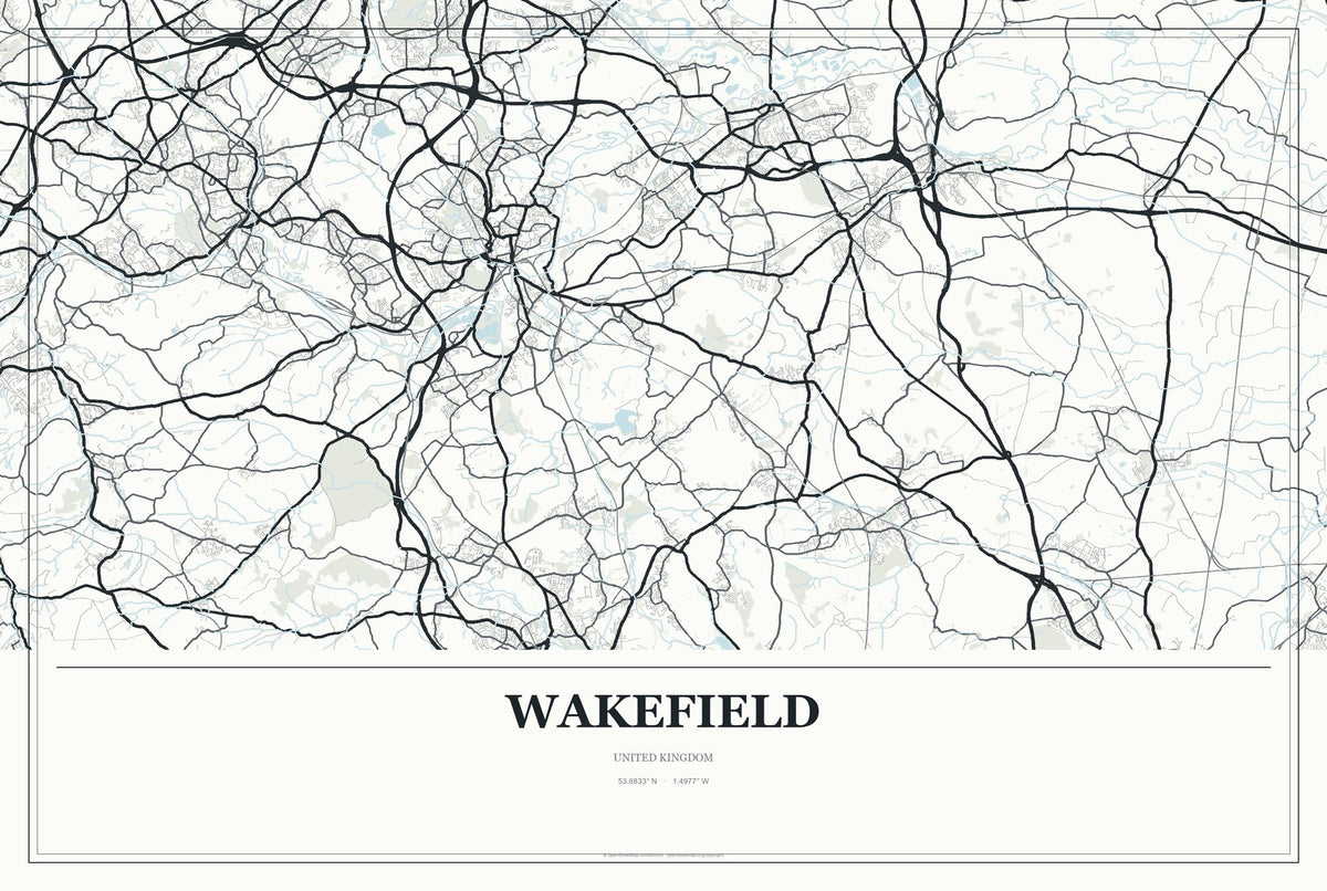 Wakefield, United Kingdom City Map Aluminum Sign in Gallery Air style