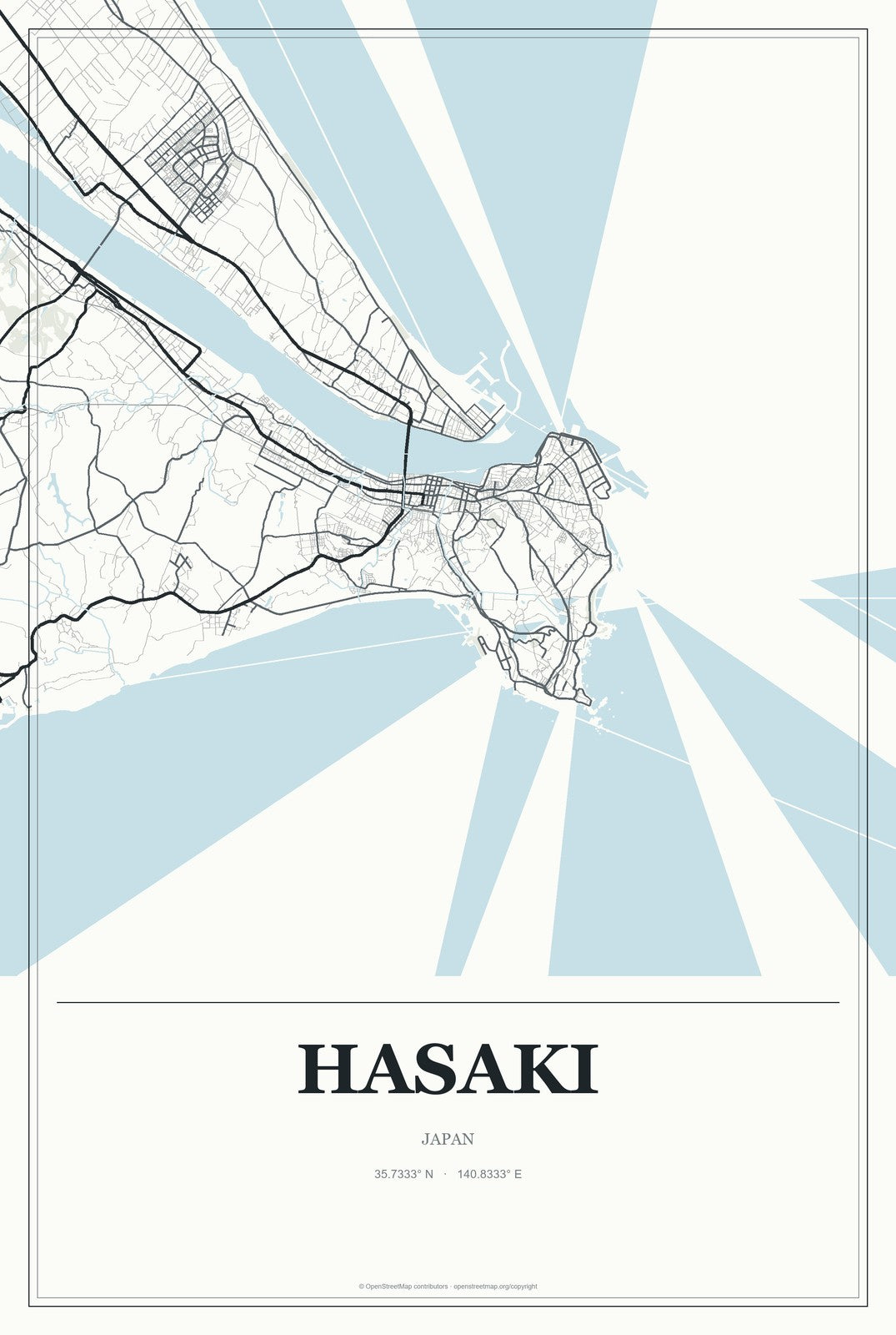 Hasaki, Japan City Map Aluminum Sign in Gallery Air style