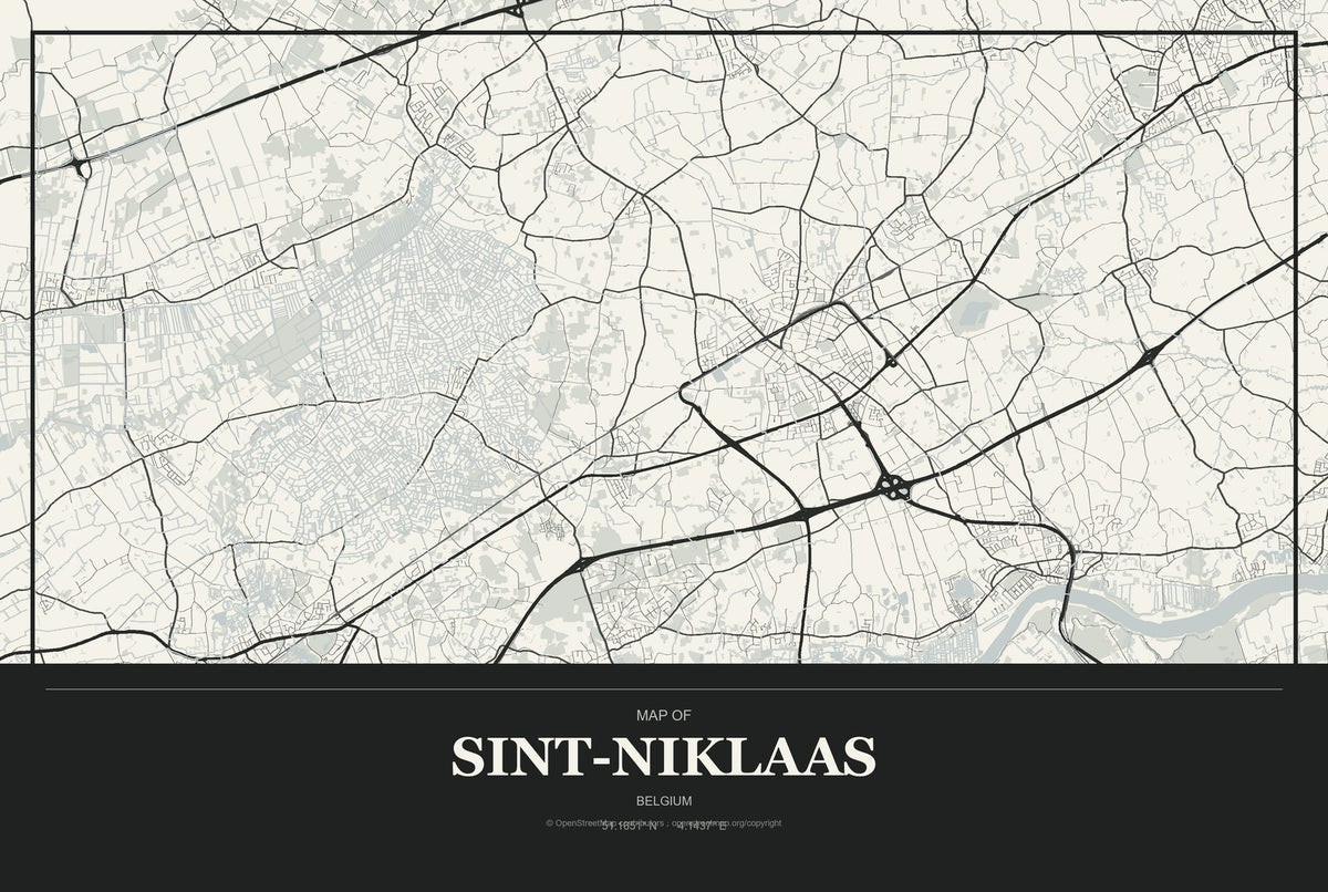 Sint-Niklaas, Belgium City Map Aluminum Sign in Museum Plaque style