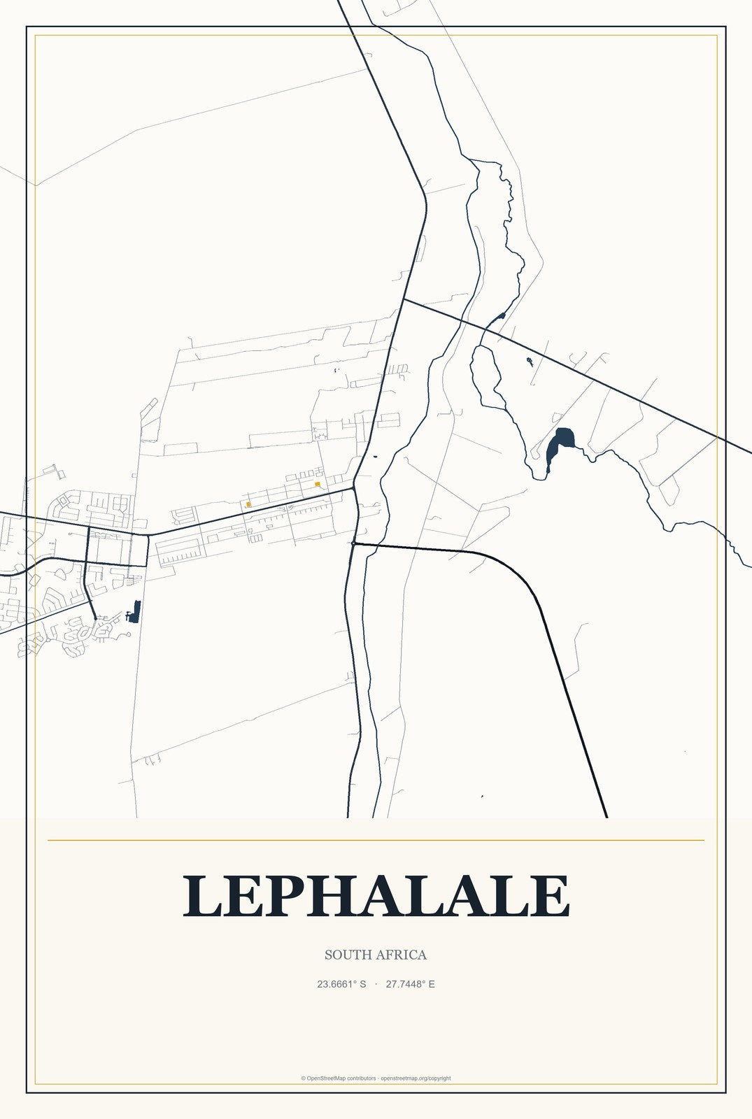 Lephalale, South Africa City Map Aluminum Sign in Citrine Modern style