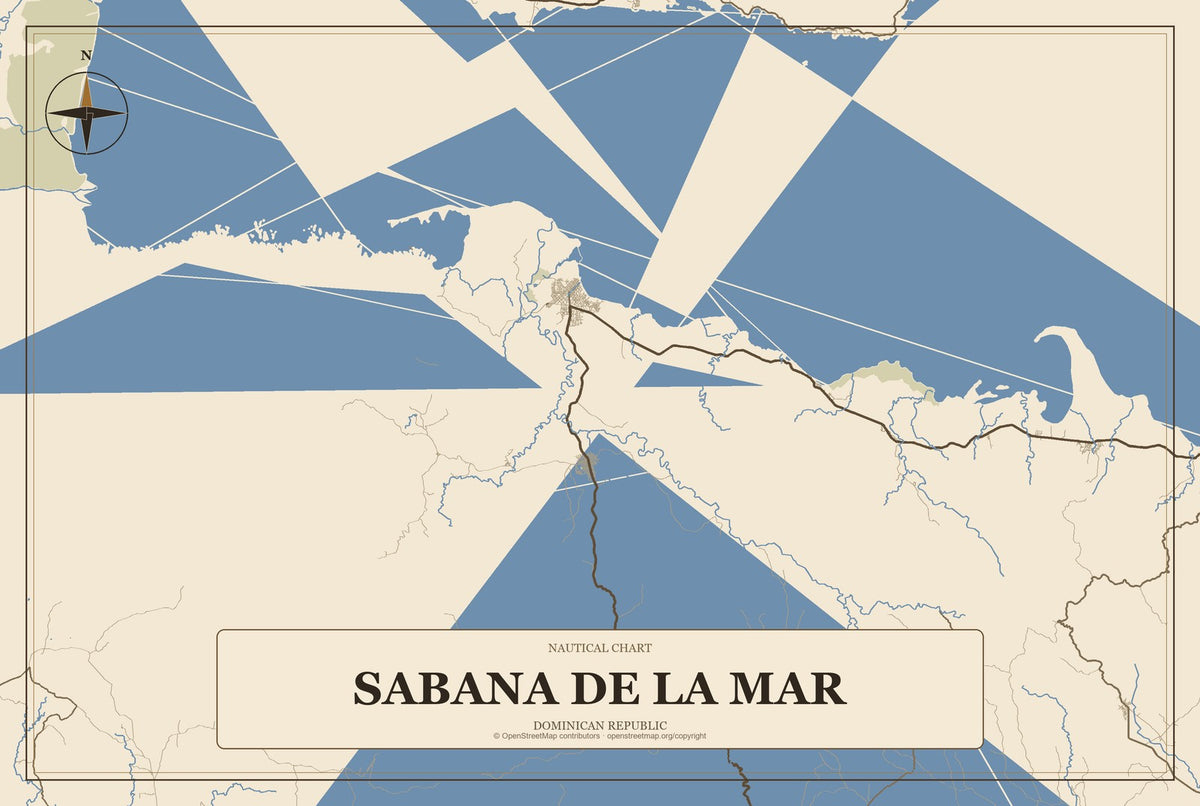Sabana de la Mar, Dominican Republic City Map Aluminum Sign in Heritage Nautical style