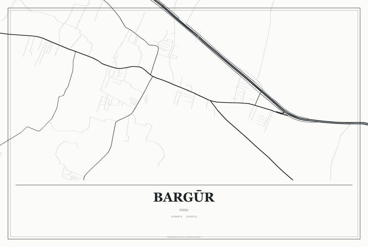 Bargūr, India City Map Aluminum Sign in Gallery Air style