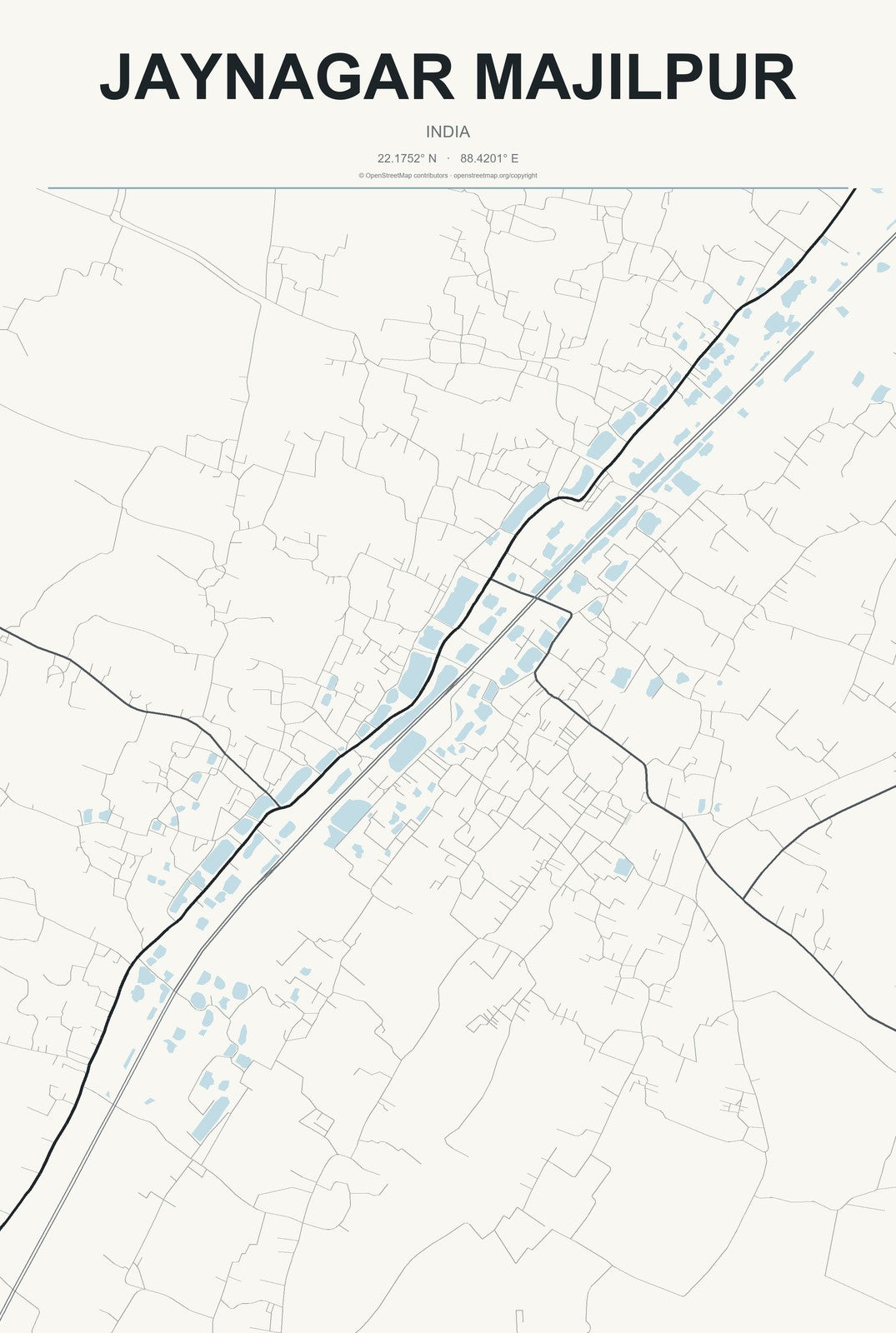 Jaynagar Majilpur, India City Map Aluminum Sign in Headline Atlas style