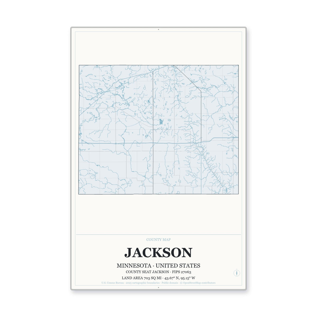 Jackson County, Minnesota Map Aluminum Sign in Gallery Air style
