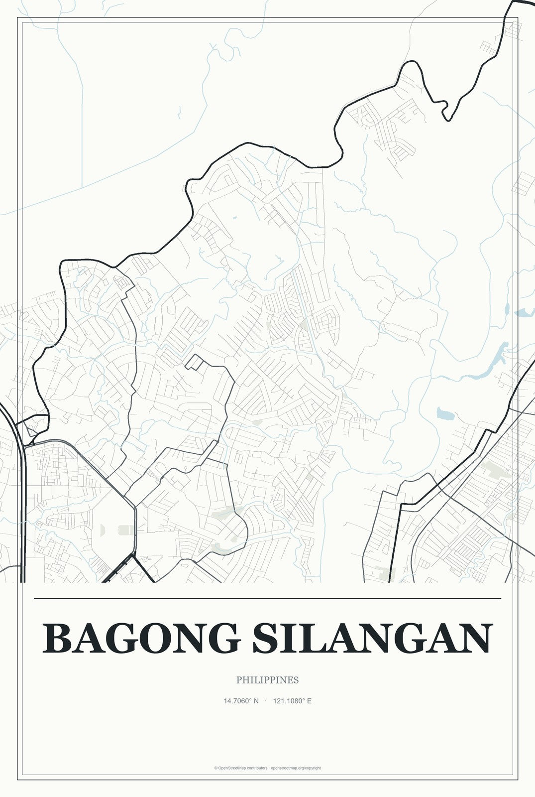 Bagong Silangan, Philippines City Map Aluminum Sign in Gallery Air style