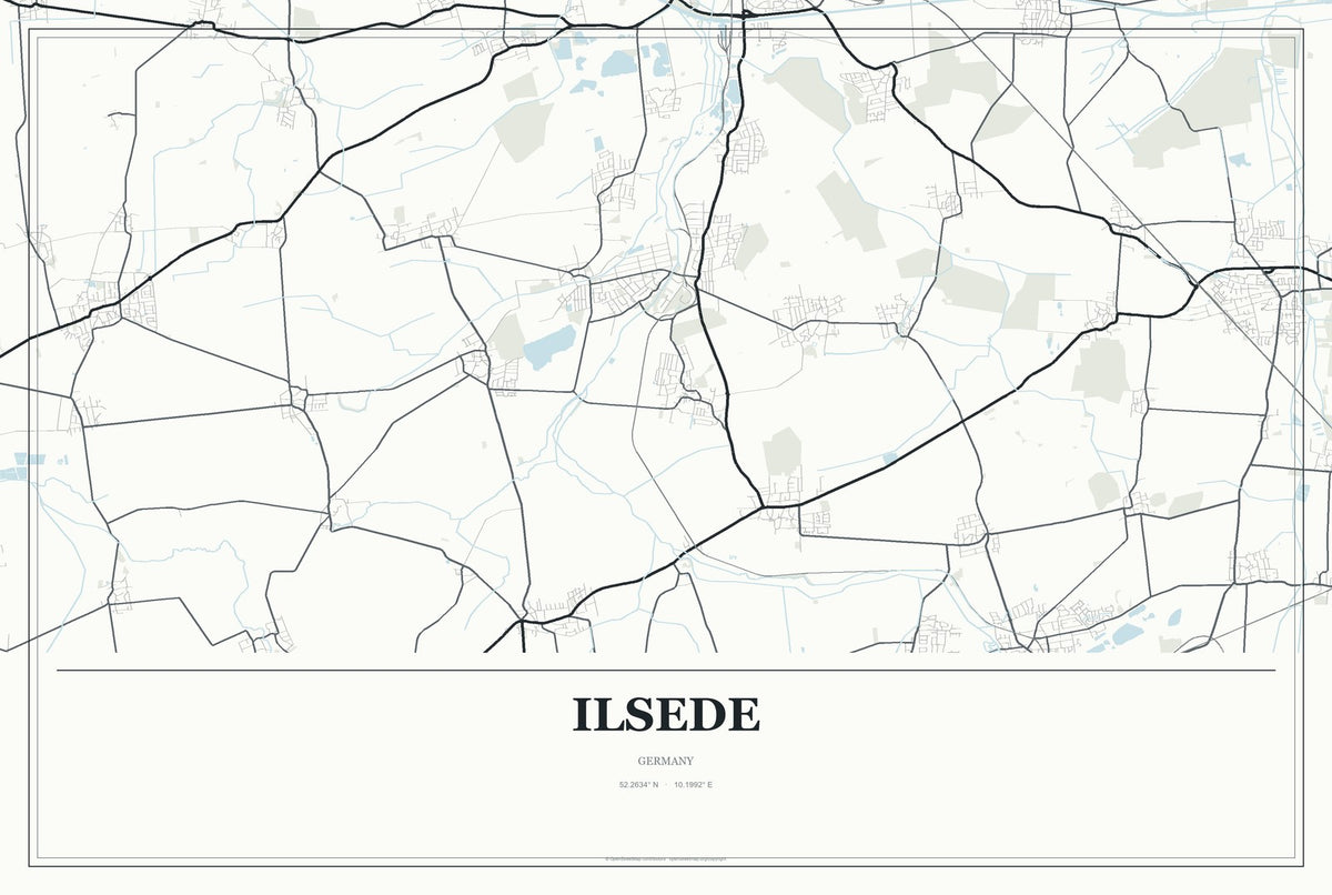 Ilsede, Germany City Map Aluminum Sign in Gallery Air style