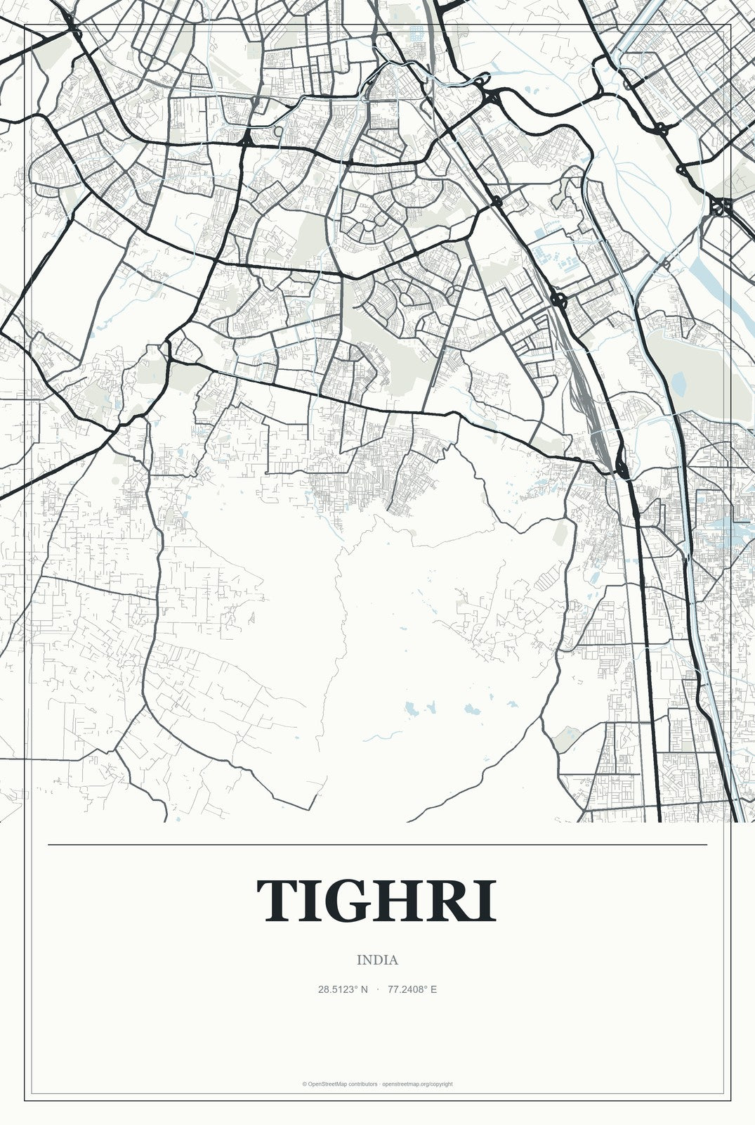 Tighri, India City Map Aluminum Sign in Gallery Air style